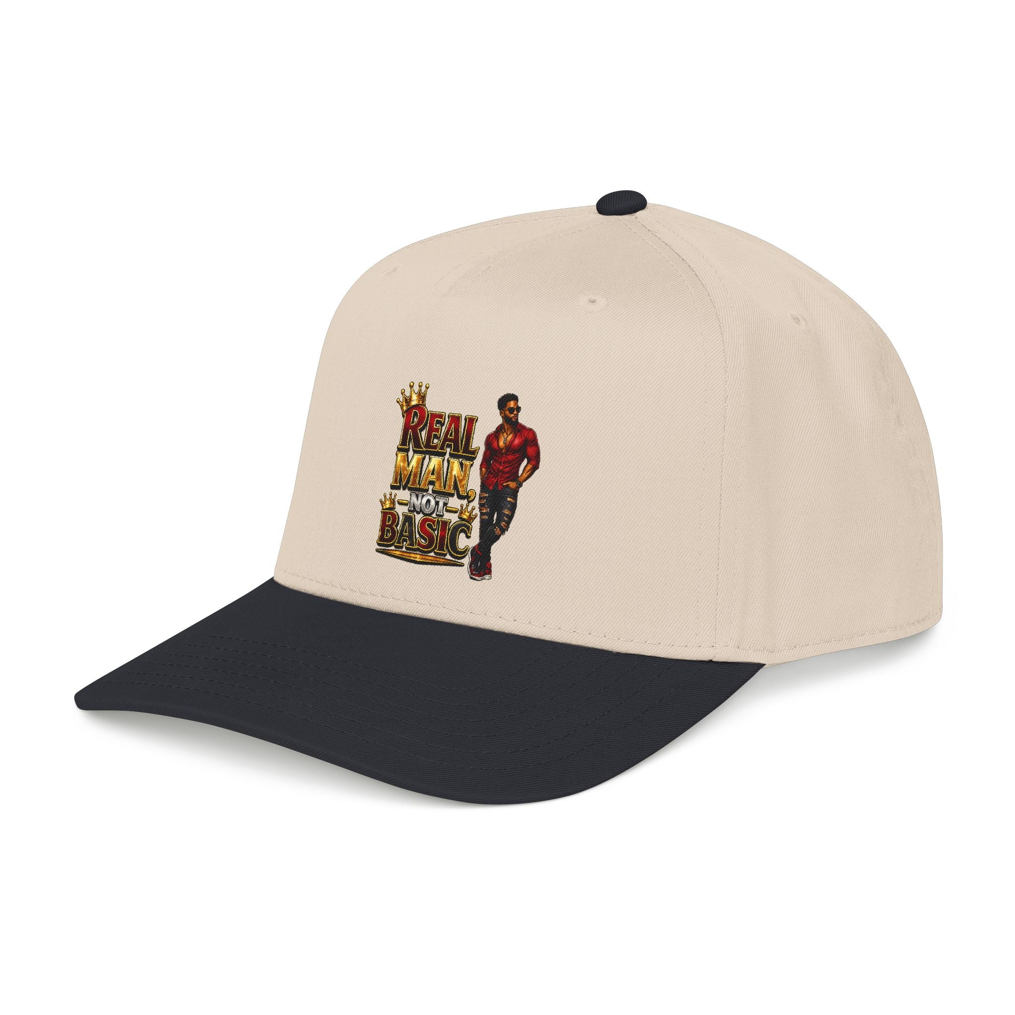 Real Man, Not Basic Ball Cap | King Crown Embroidered Snapback Hat