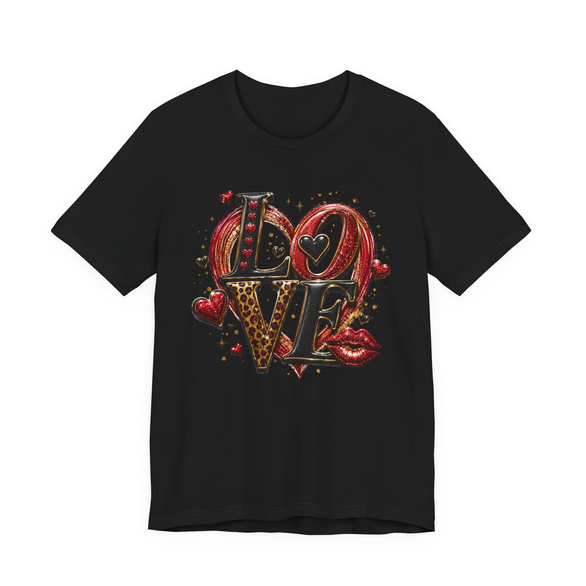 LOVE – Leopard Print & Glitter Valentine's Day T-Shirt