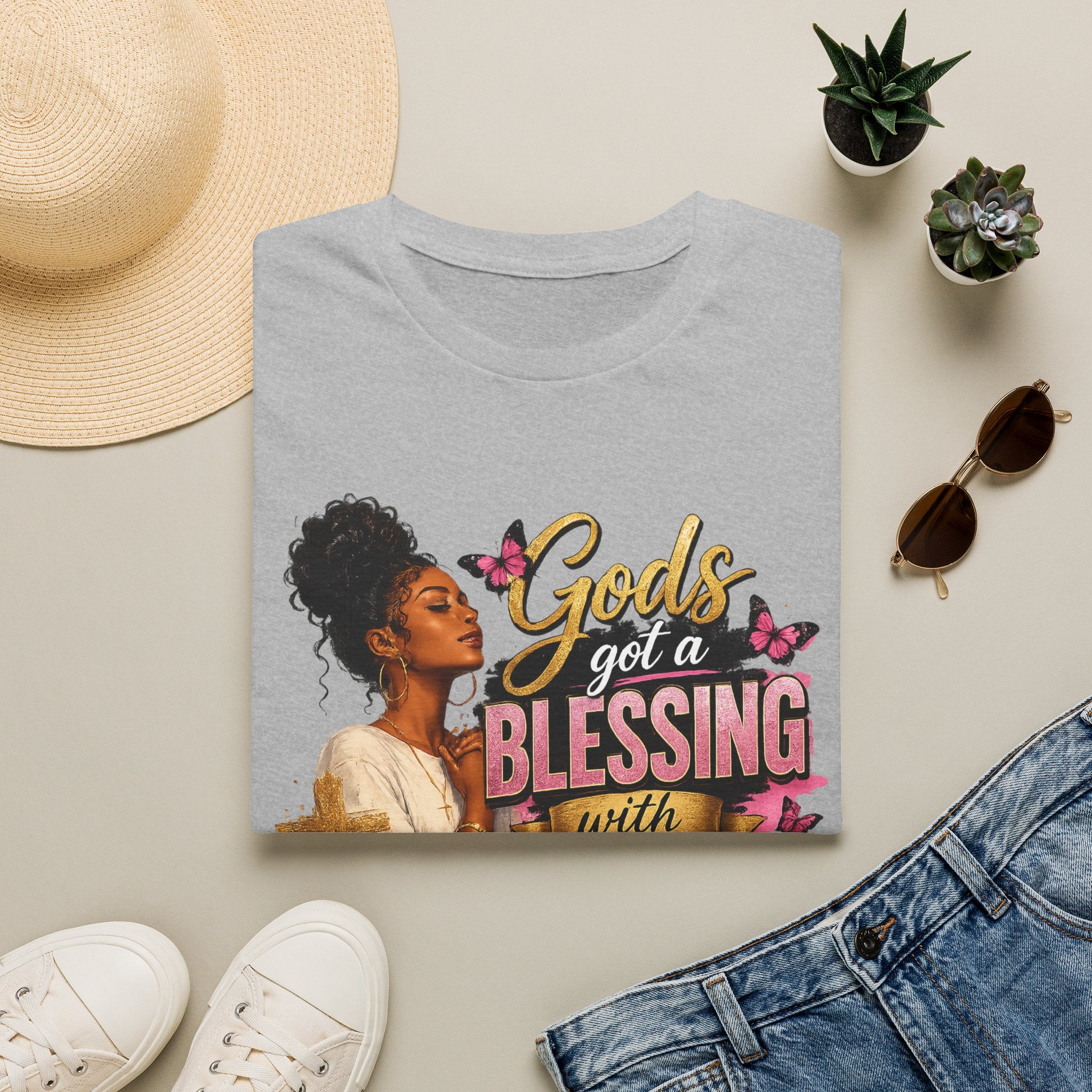 God's Got a Blessing With My Name On It T-Shirt | Faith Tee | Black Woman Prayer Graphic Tee