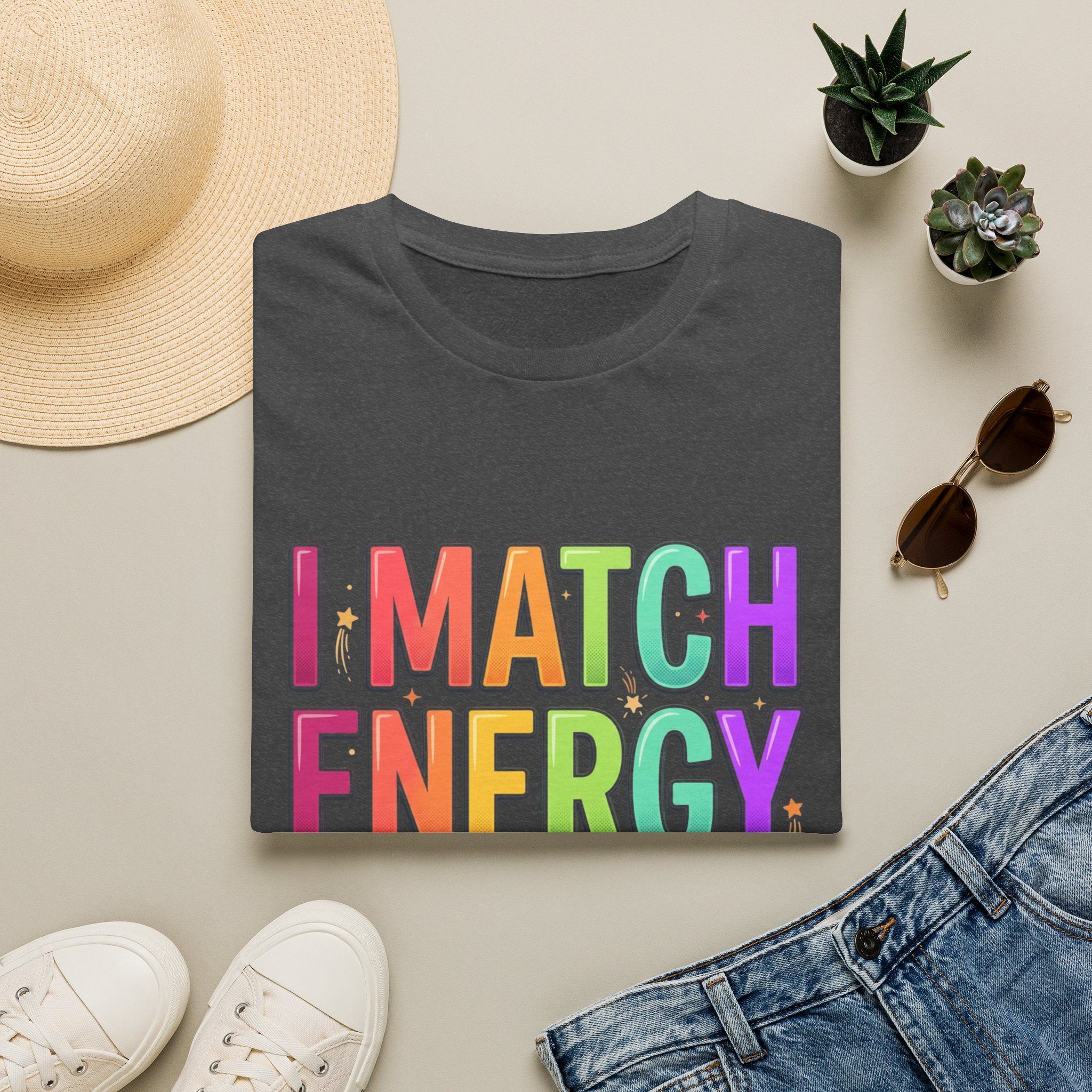 I Match Energy So How We Gon' Act Today T-Shirt | Funny Attitude Tee | Colorful Statement Graphic Tee