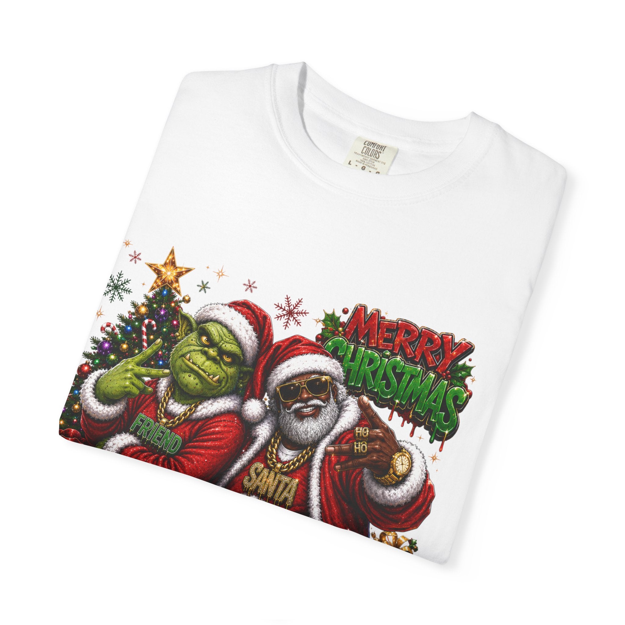 Santa and Friend Merry Christmas Shirt – Hip Hop Holiday Tee | Funny Christmas Gift