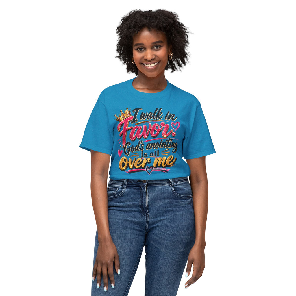 "I Walk in Favor" God's Anointing Is All Over Me Graphic Tee – Faith & Empowerment Shirt
