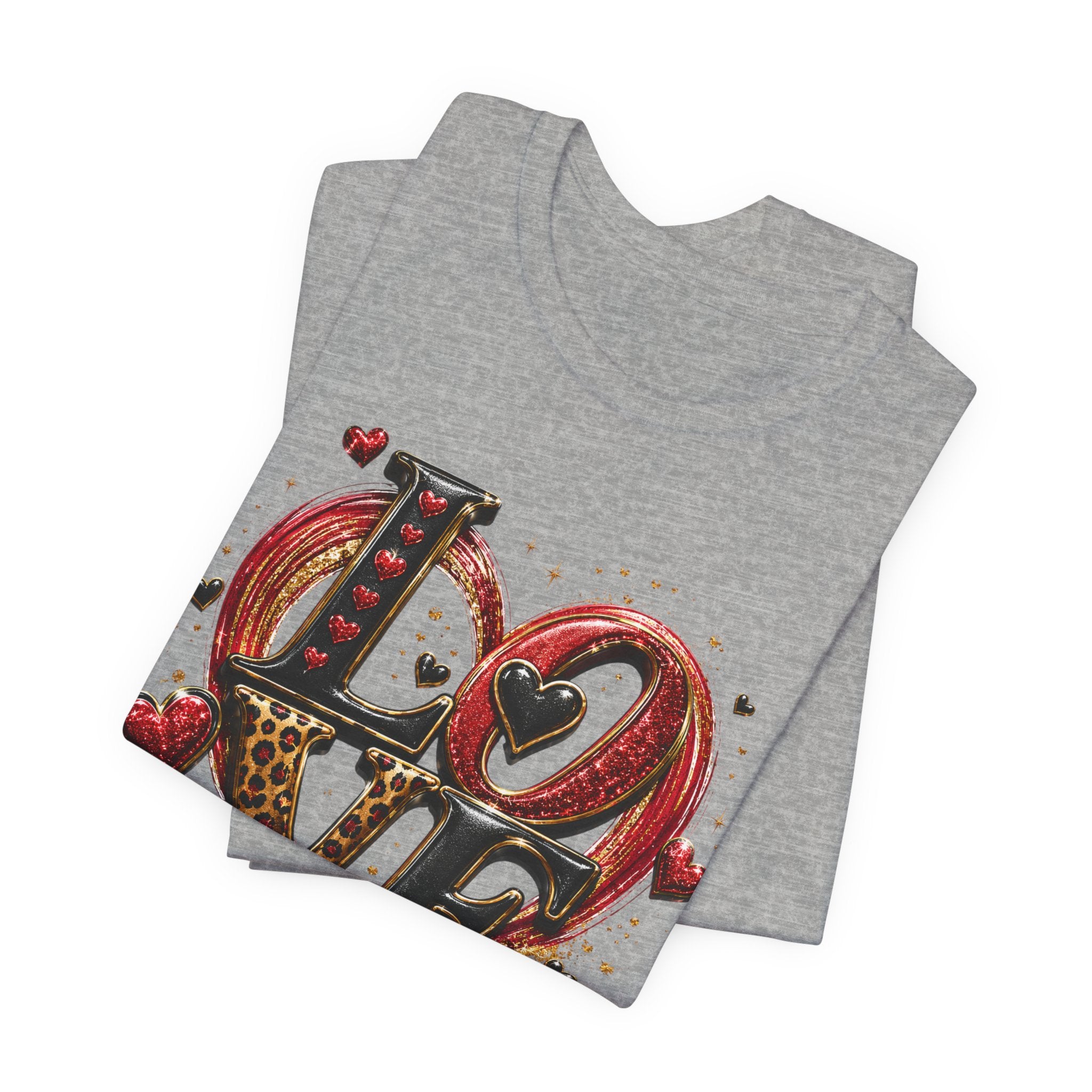 LOVE – Leopard Print & Glitter Valentine's Day T-Shirt