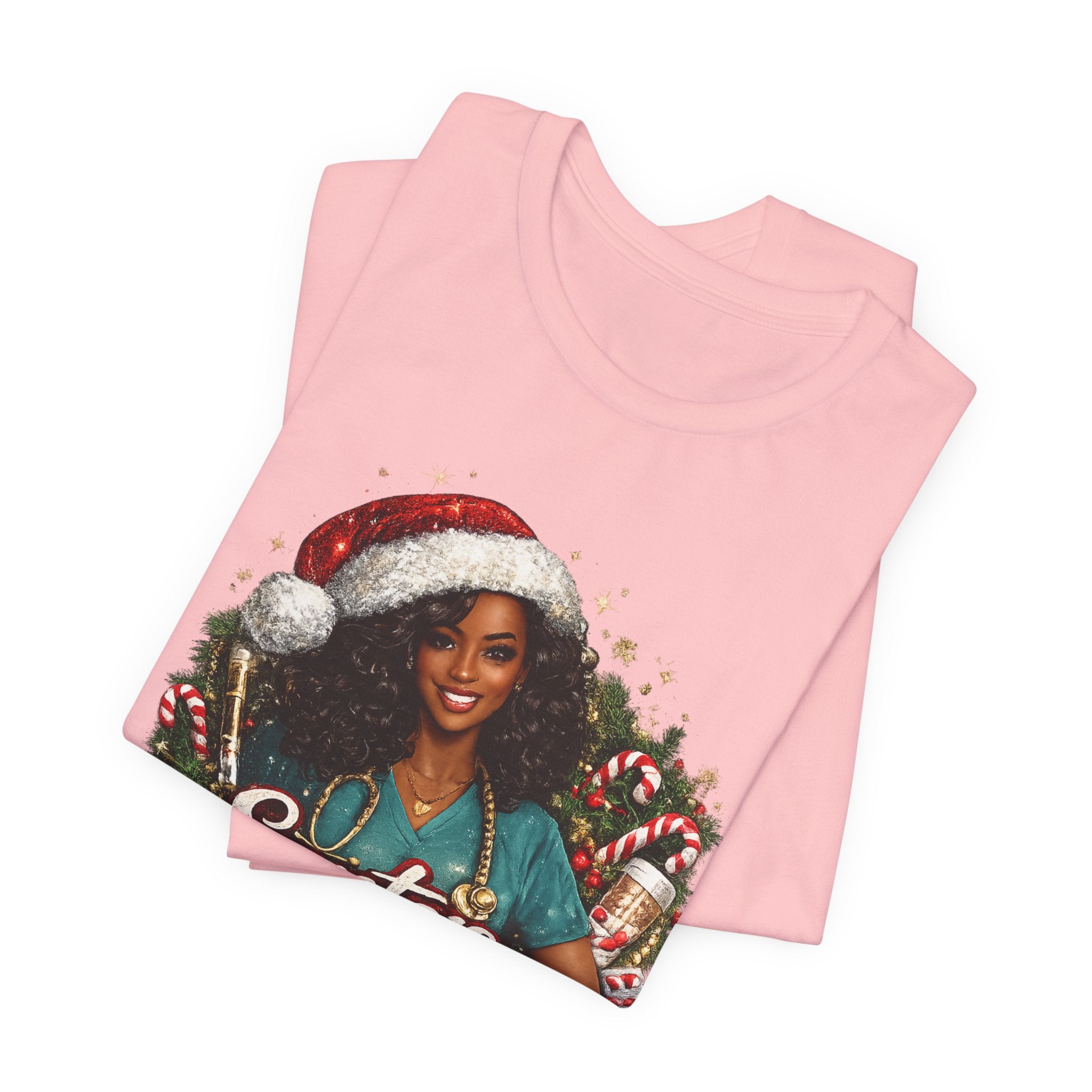 Santa's Favorite Nurse – Black Nurse Christmas T-Shirt