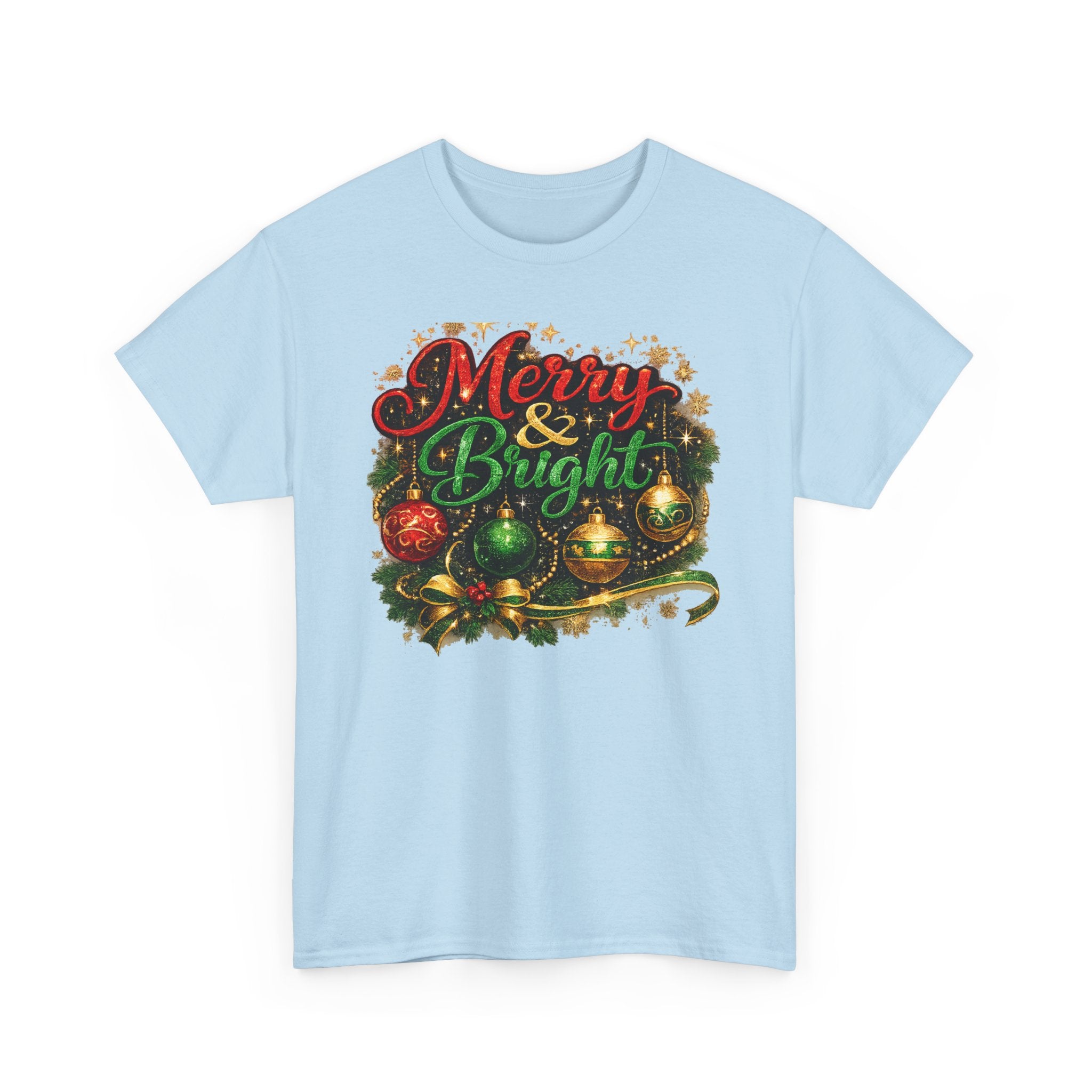 Merry and Bright Christmas Shirt – Glitter Holiday Tee | Classic Christmas Gift