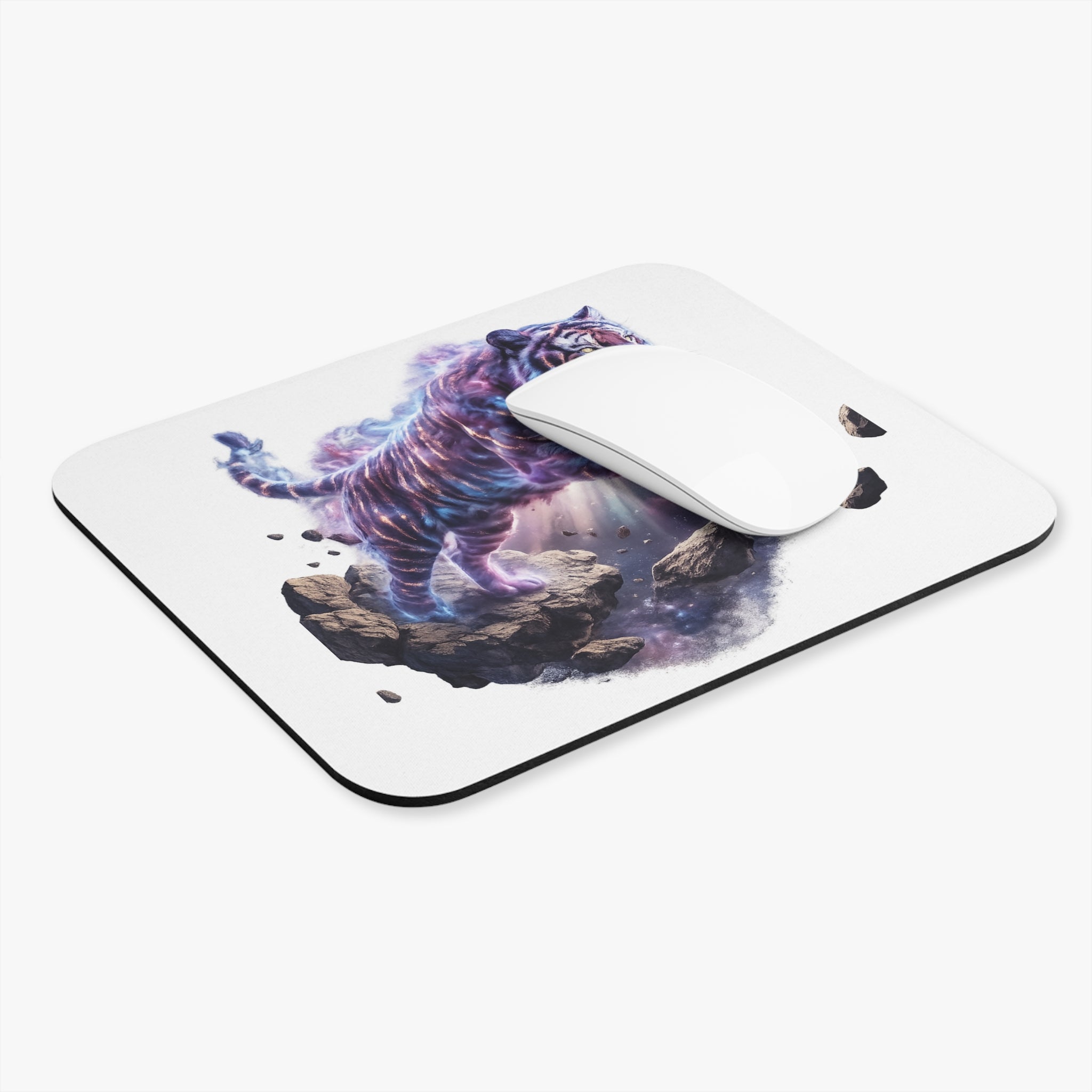 Galaxy Tiger Mouse Pad – Cosmic Purple Spirit Tiger Graphic Desk Accessory