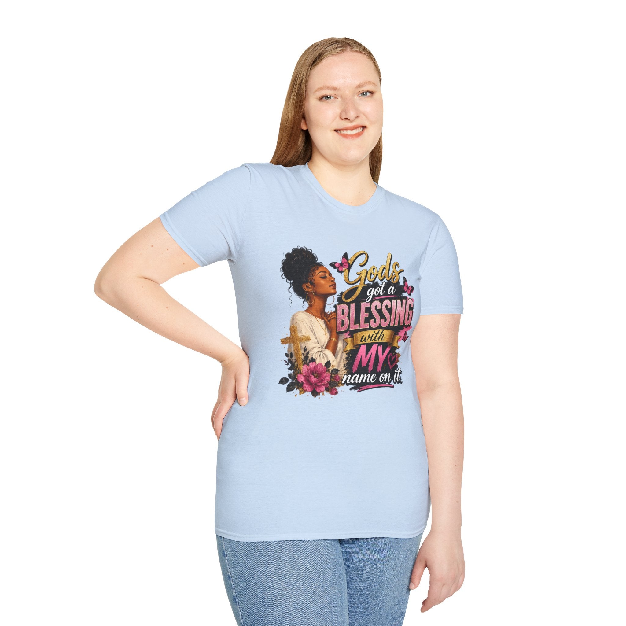 God's Got a Blessing With My Name On It T-Shirt | Faith Tee | Black Woman Prayer Graphic Tee