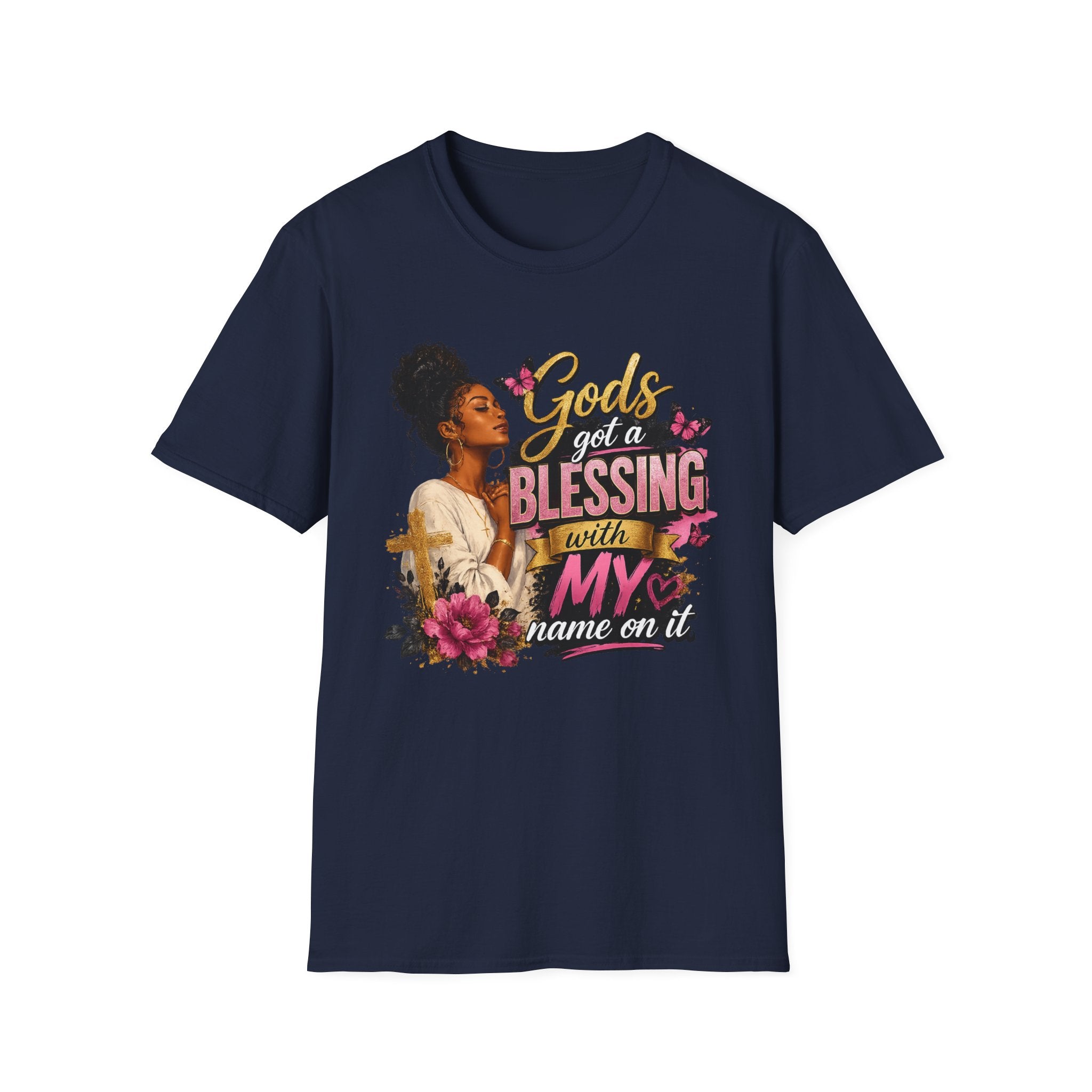 God's Got a Blessing With My Name On It T-Shirt | Faith Tee | Black Woman Prayer Graphic Tee