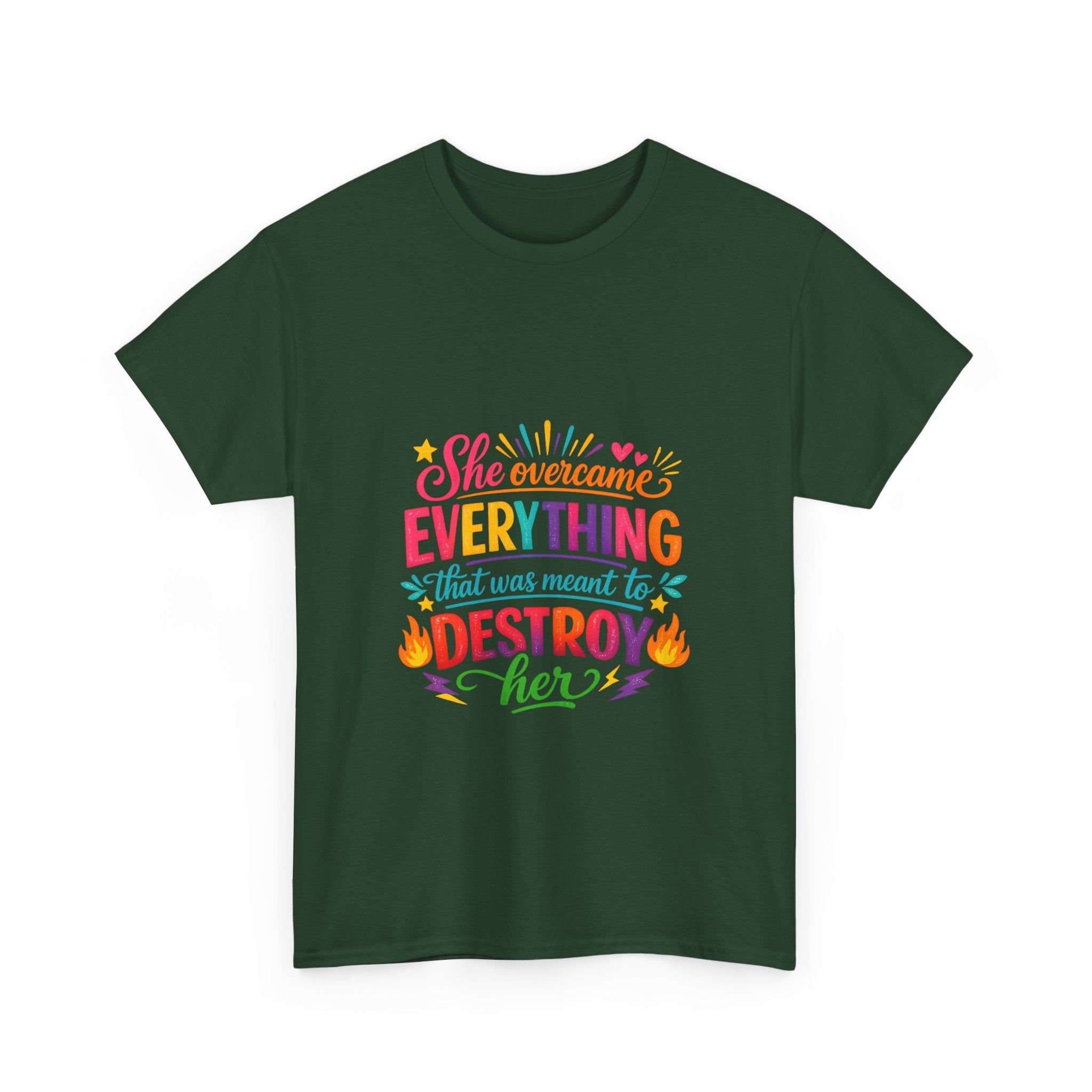 T-Shirt — "She Overcame Everything That Was Meant to Destroy Her" Inspirational Graphic Tee