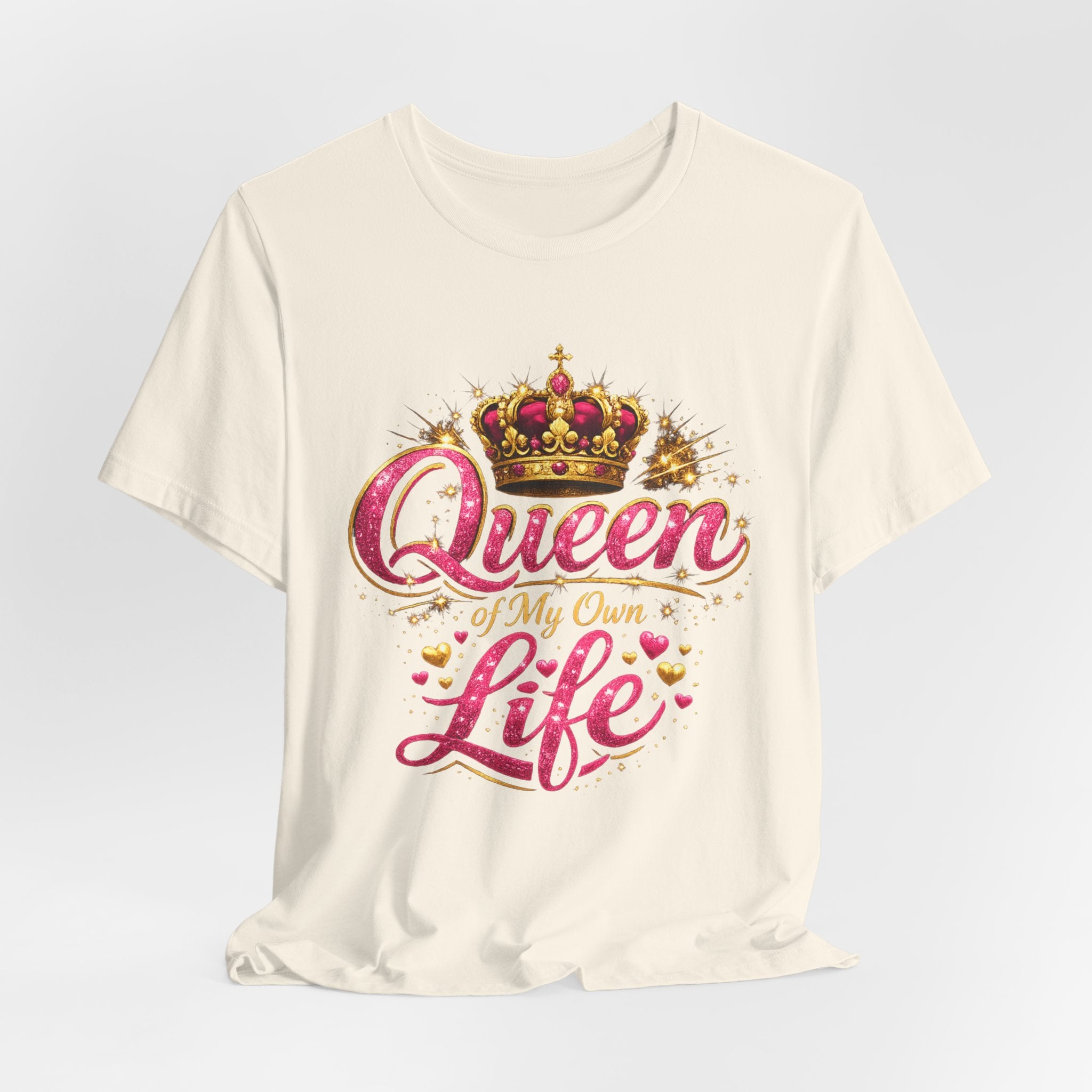 Queen of My Own Life T-Shirt | Crown Glitter Graphic Tee for Women