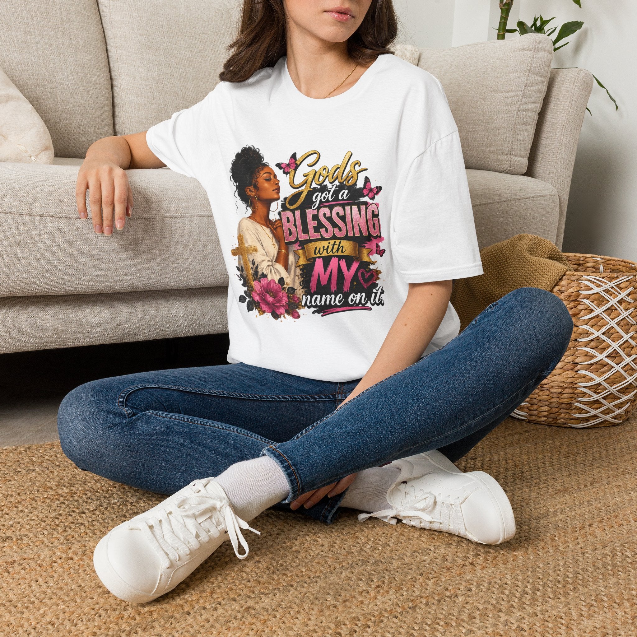 God's Got a Blessing With My Name On It T-Shirt | Faith Tee | Black Woman Prayer Graphic Tee