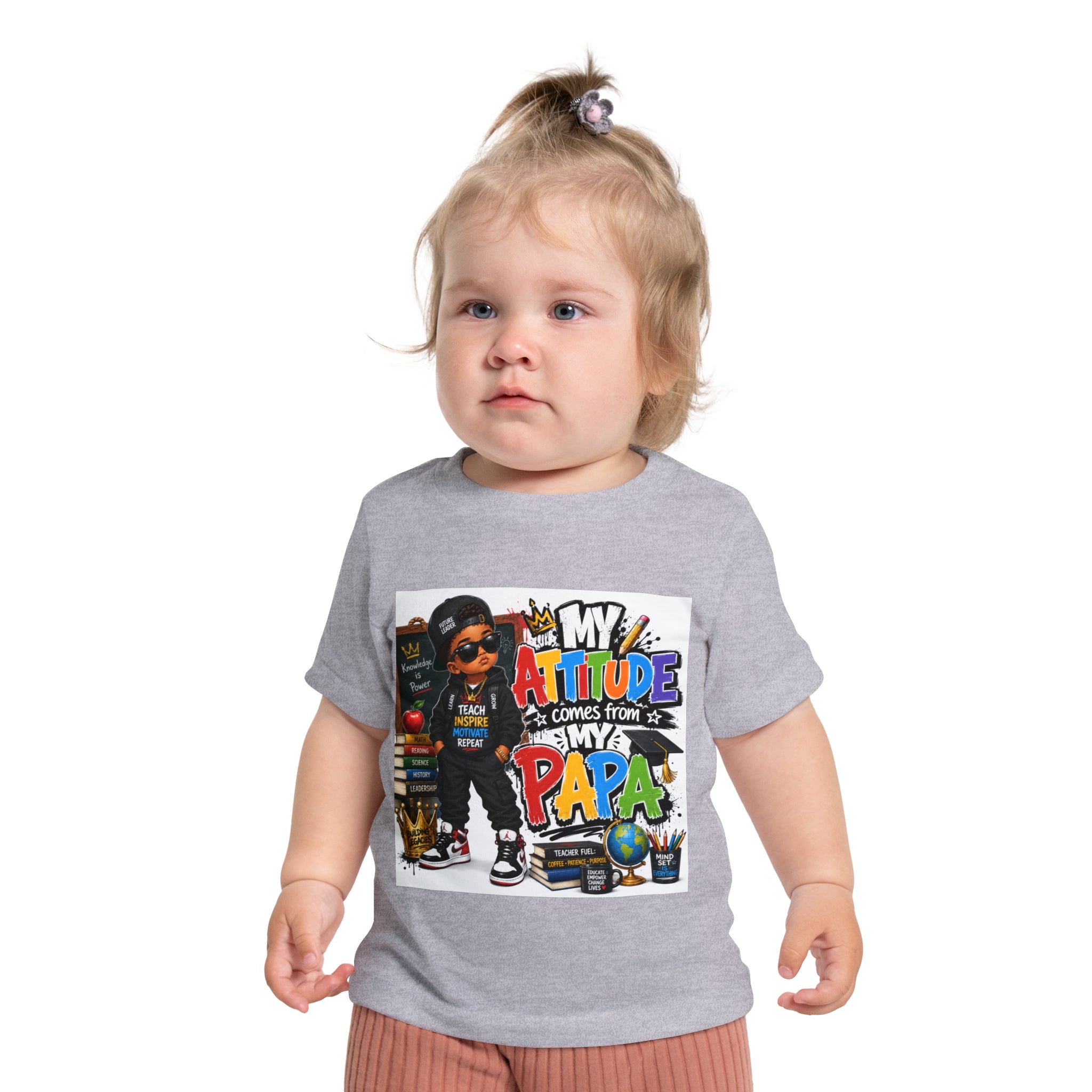 Baby T-Shirt "My Attitude Comes From My Papa" — Cute Hip-Hop Infant Tee for Grandparents, Daddy’s Little One, Gift for Father's Day