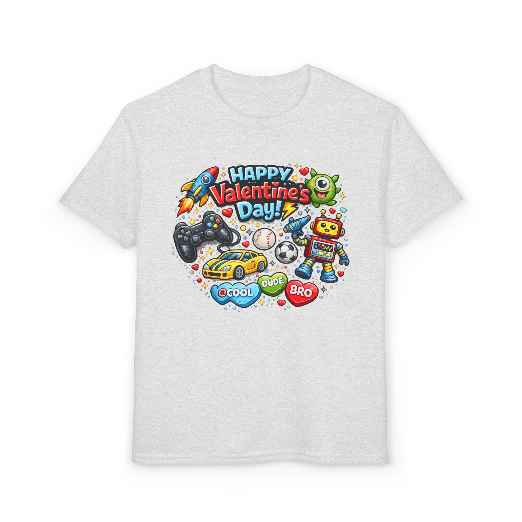 Happy Valentine's Day Cool Dude Bro Youth T-Shirt – Boys Gamer Robot Tee