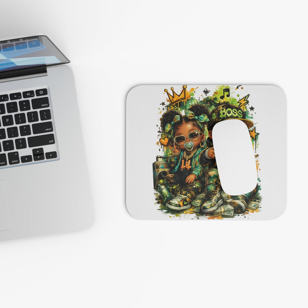 Lil King & Queen Mouse Pad | Hip Hop Baby Camo Desk Pad | Urban Streetwear Office Accessory