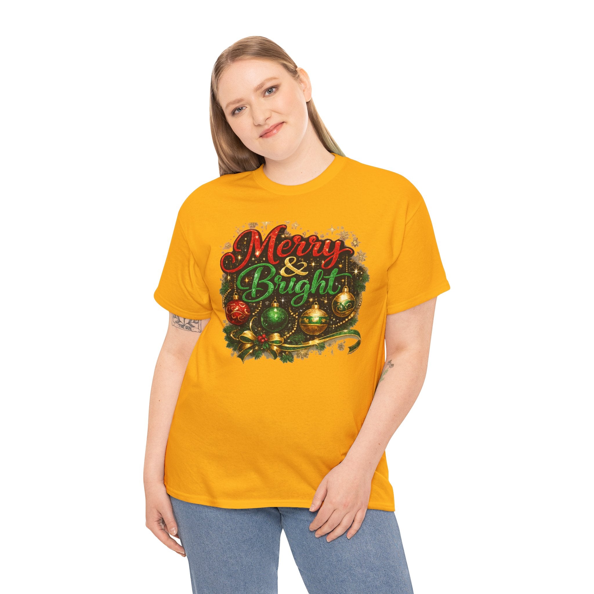 Merry and Bright Christmas Shirt – Glitter Holiday Tee | Classic Christmas Gift
