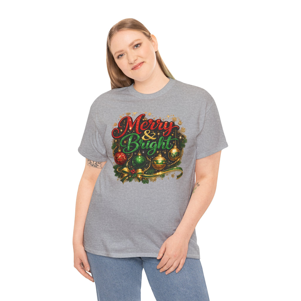 Merry and Bright Christmas Shirt – Glitter Holiday Tee | Classic Christmas Gift