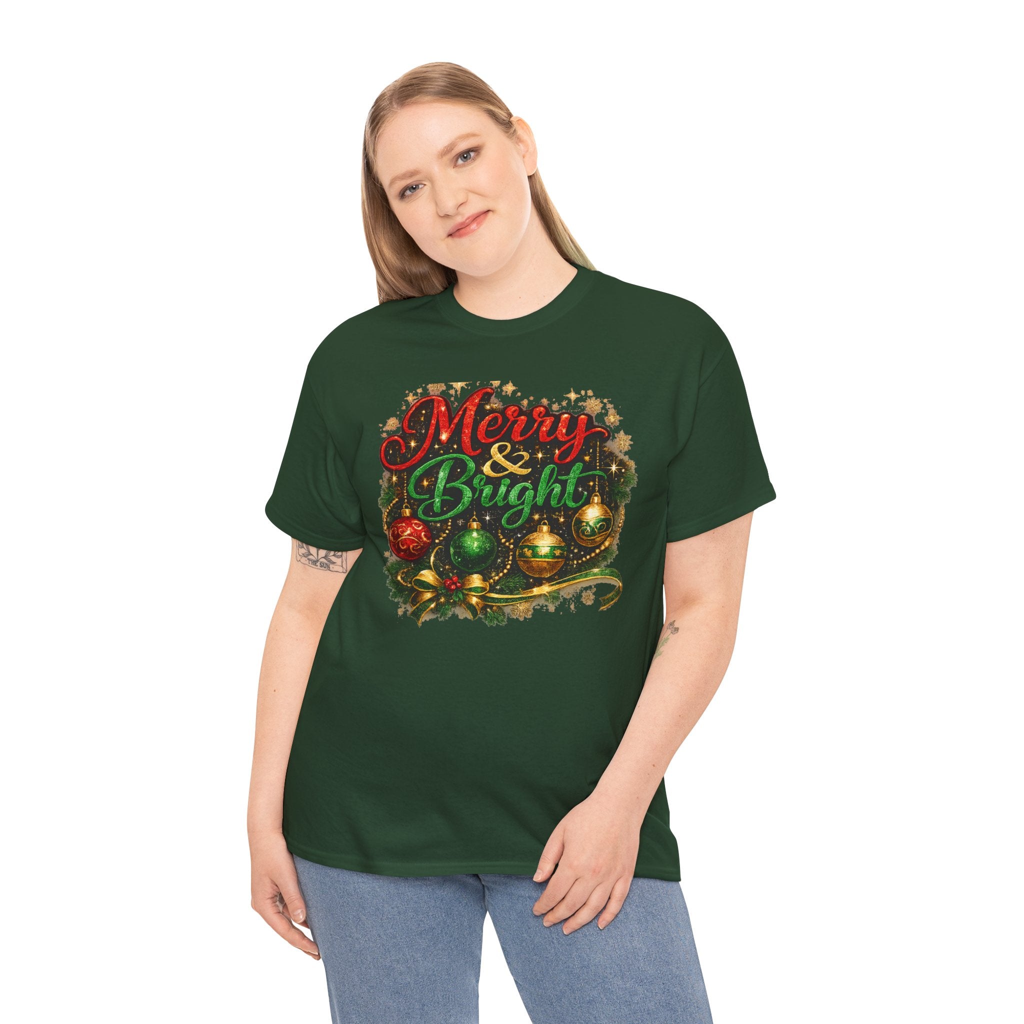 Merry and Bright Christmas Shirt – Glitter Holiday Tee | Classic Christmas Gift