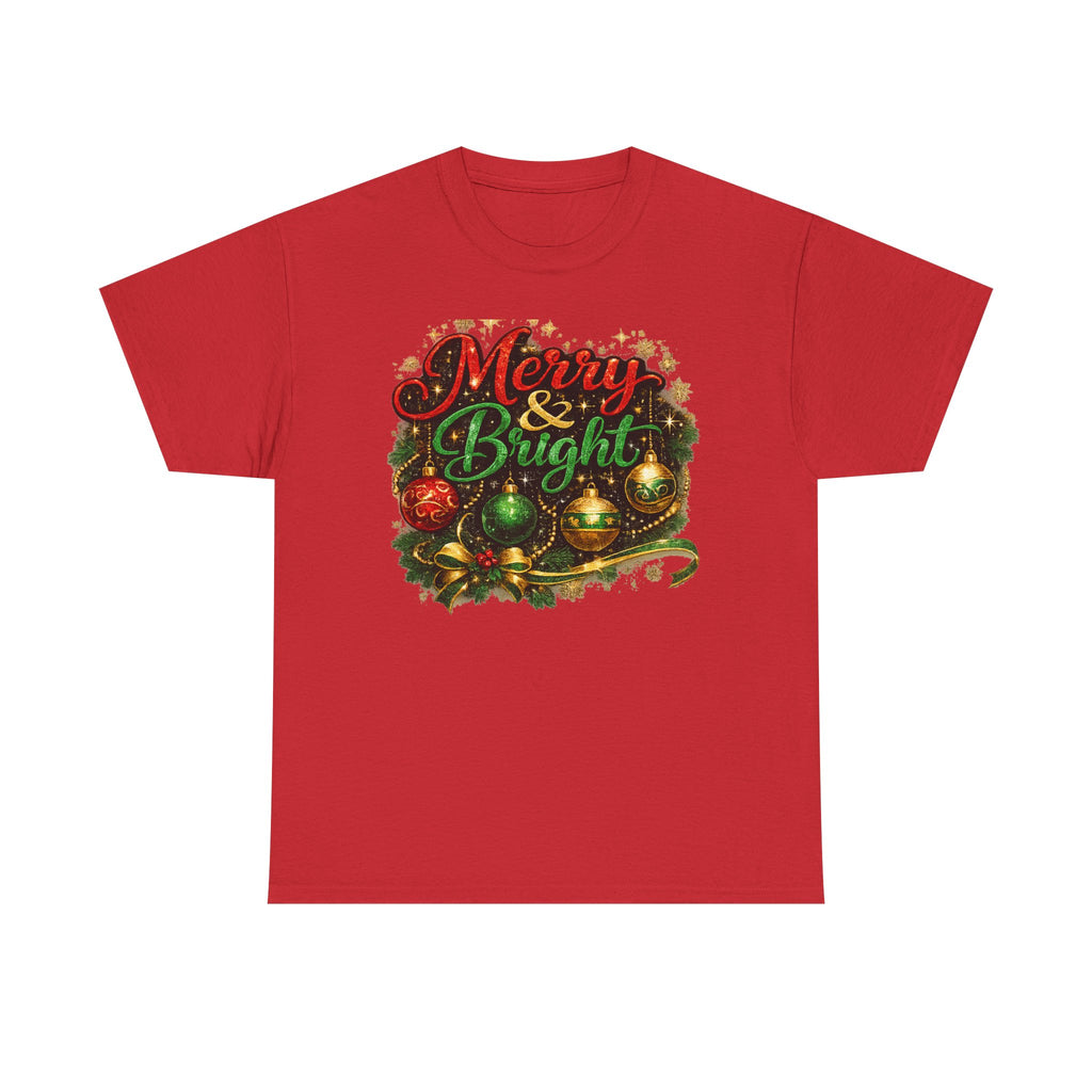 Merry and Bright Christmas Shirt – Glitter Holiday Tee | Classic Christmas Gift
