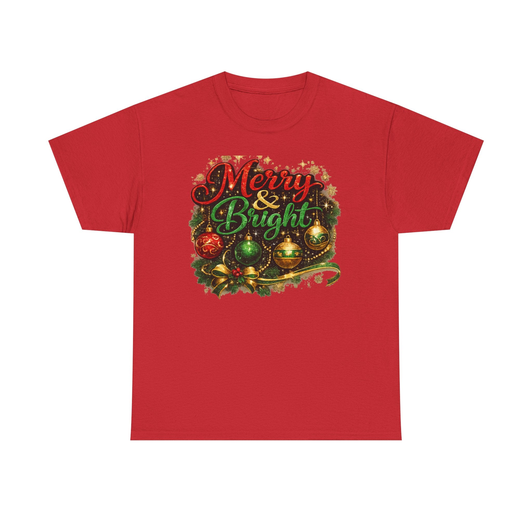 Merry and Bright Christmas Shirt – Glitter Holiday Tee | Classic Christmas Gift