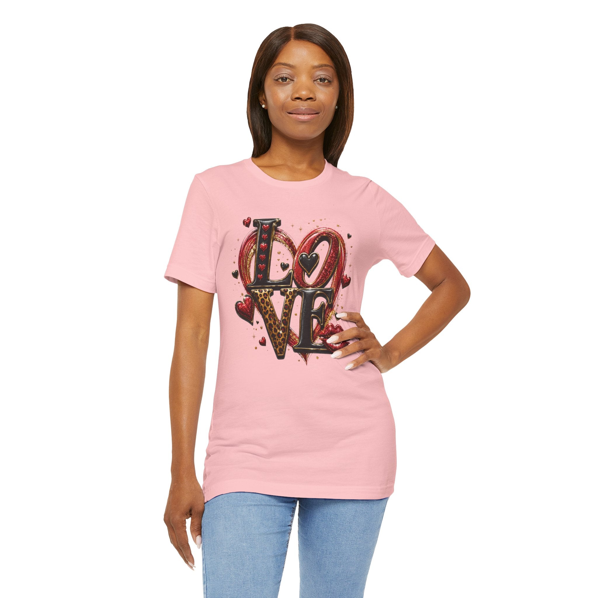 LOVE – Leopard Print & Glitter Valentine's Day T-Shirt