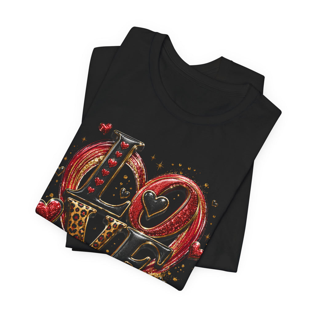 LOVE – Leopard Print & Glitter Valentine's Day T-Shirt