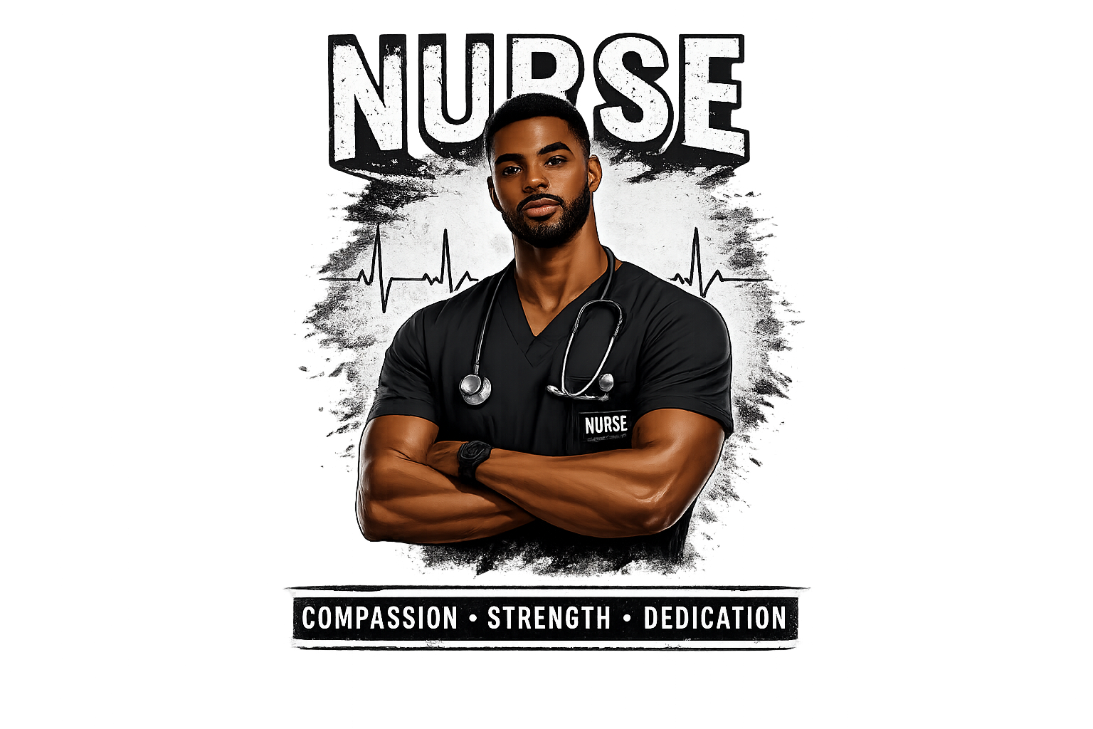 Male Nurse PNG – Compassion Strength Dedication – Black Nurse Digital Download