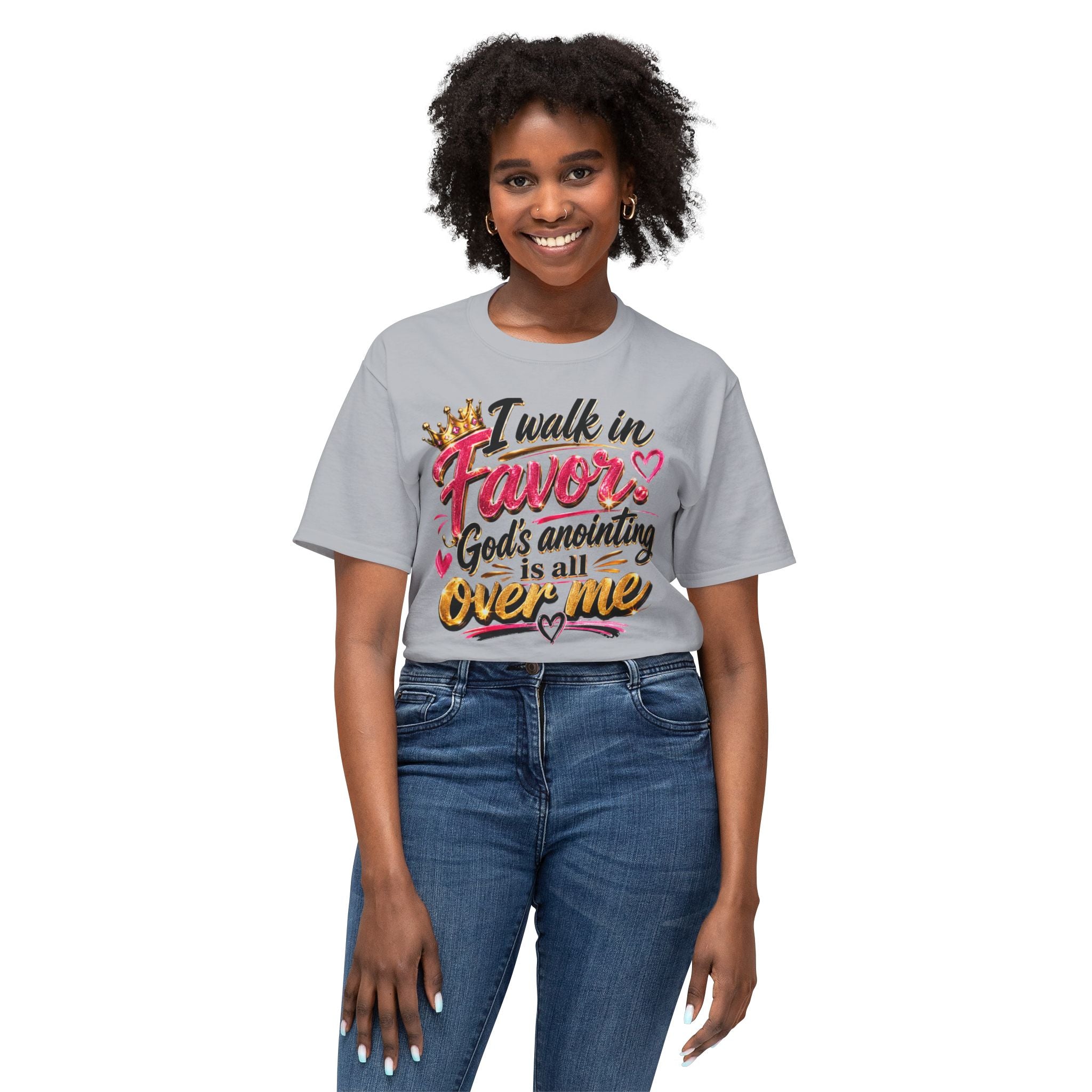"I Walk in Favor" God's Anointing Is All Over Me Graphic Tee – Faith & Empowerment Shirt