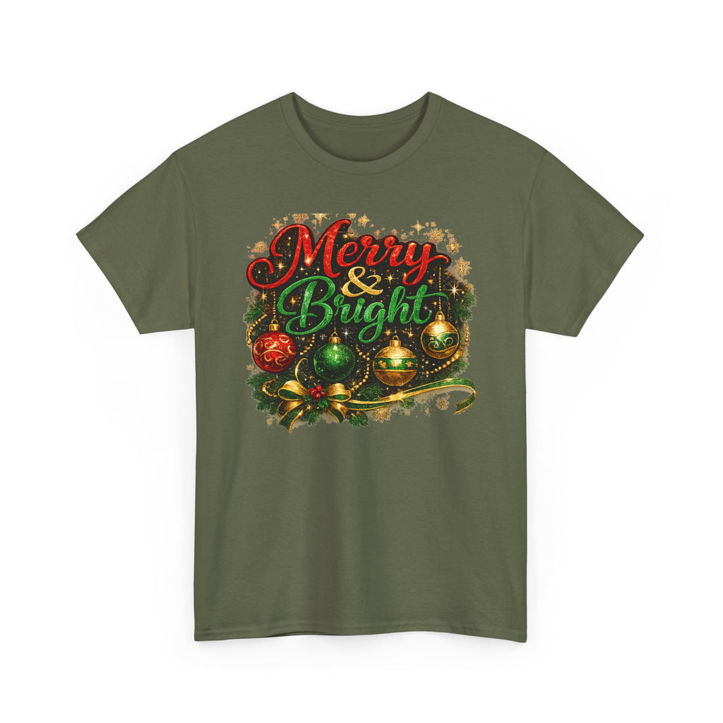 Merry and Bright Christmas Shirt – Glitter Holiday Tee | Classic Christmas Gift