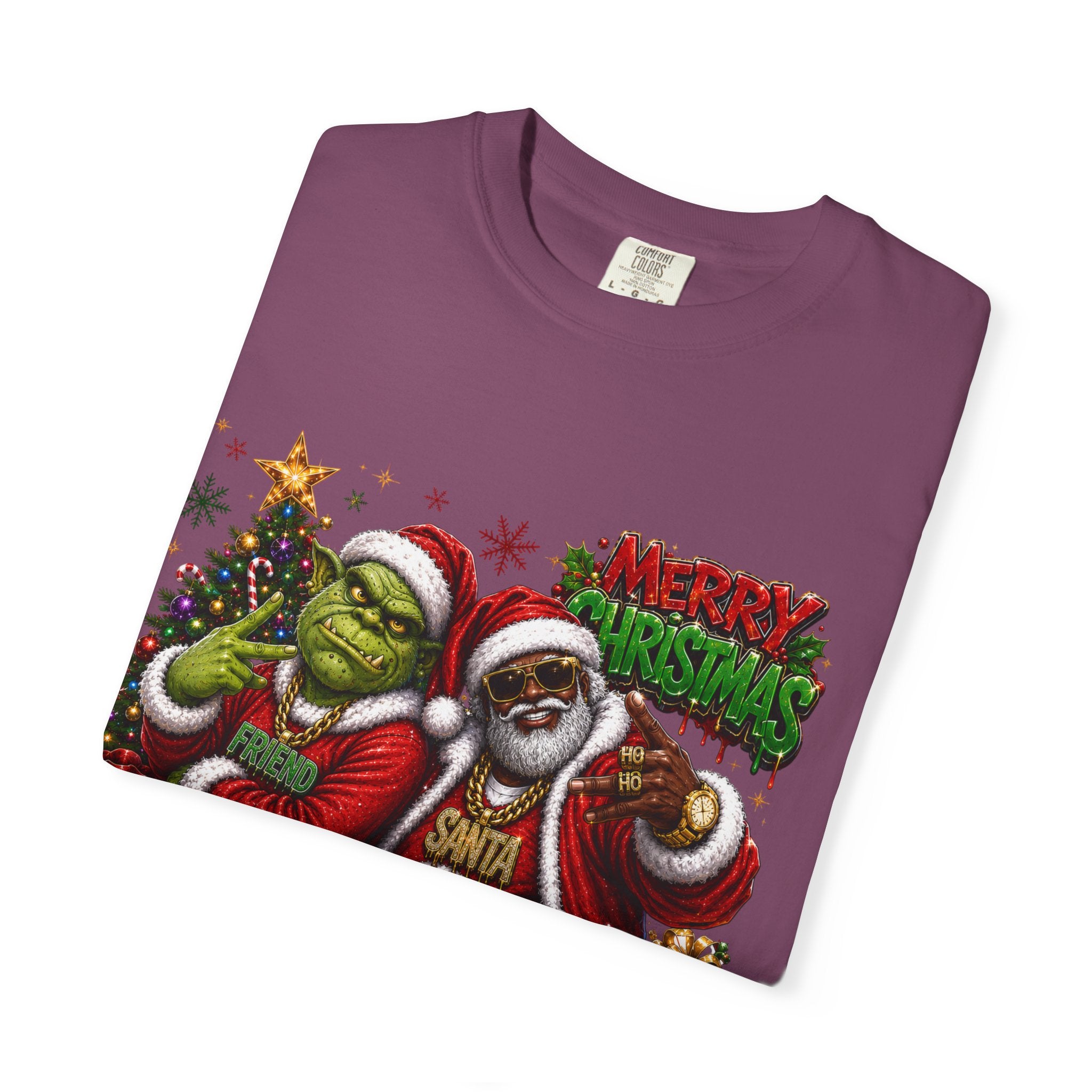 Santa and Friend Merry Christmas Shirt – Hip Hop Holiday Tee | Funny Christmas Gift