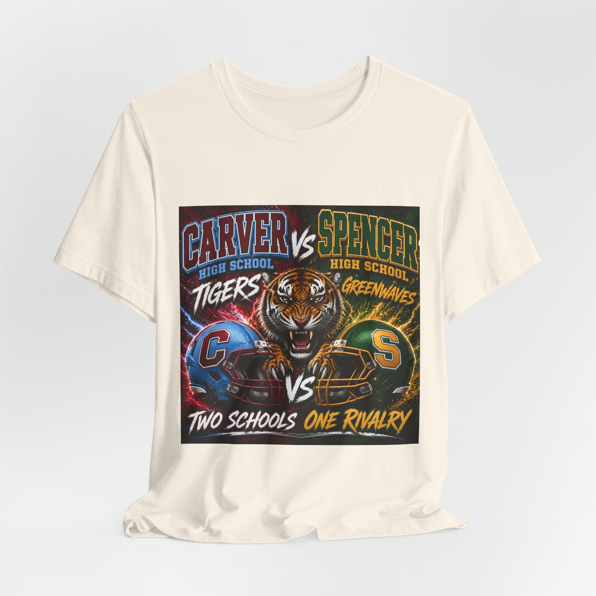 Carver vs Spencer High School Rivalry T-Shirt | Tigers vs Greenwaves Two Schools One Rivalry Tee