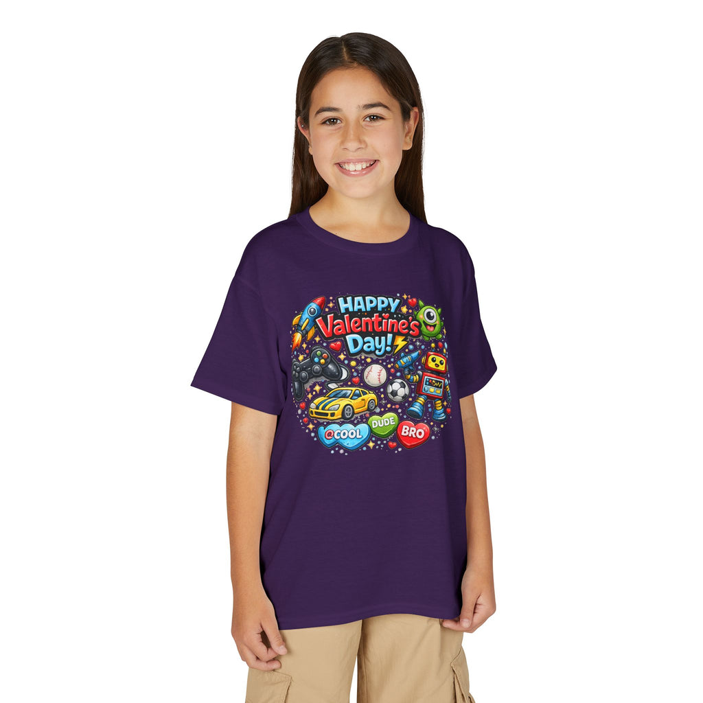 Happy Valentine's Day Cool Dude Bro Youth T-Shirt – Boys Gamer Robot Tee