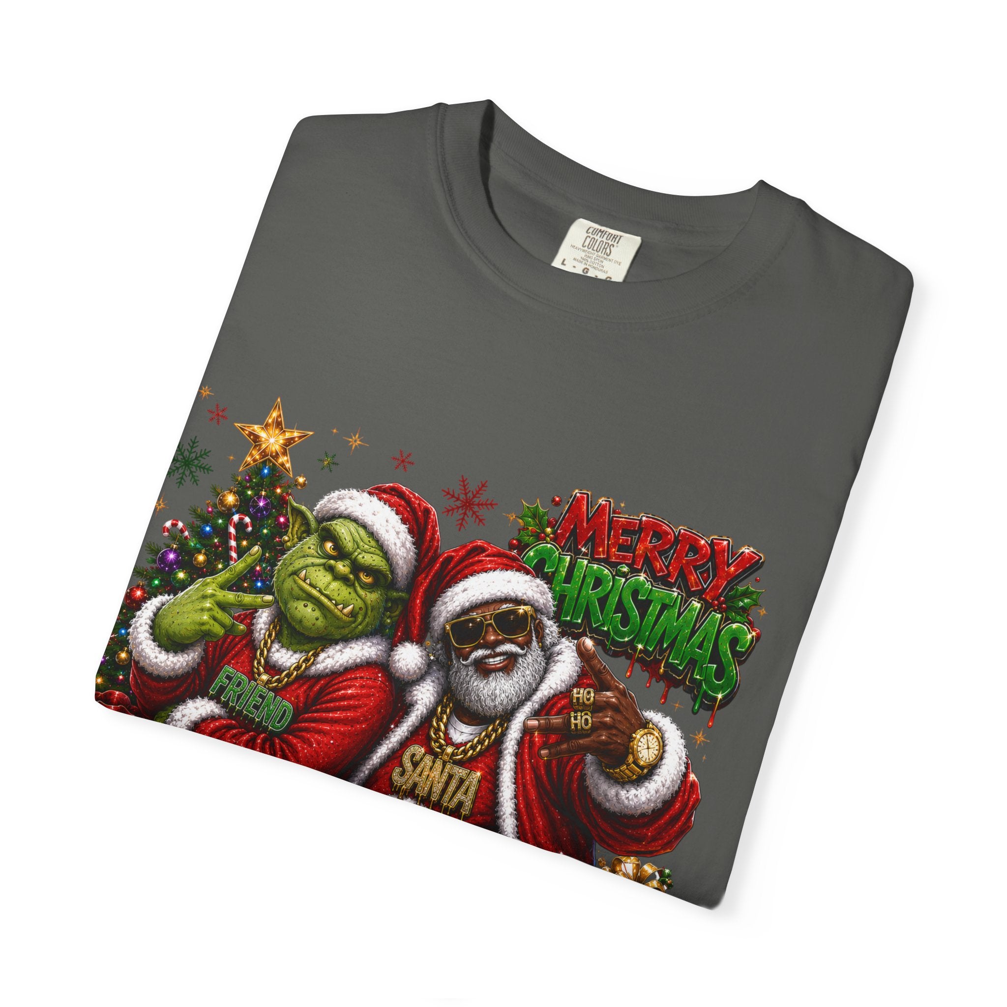 Santa and Friend Merry Christmas Shirt – Hip Hop Holiday Tee | Funny Christmas Gift