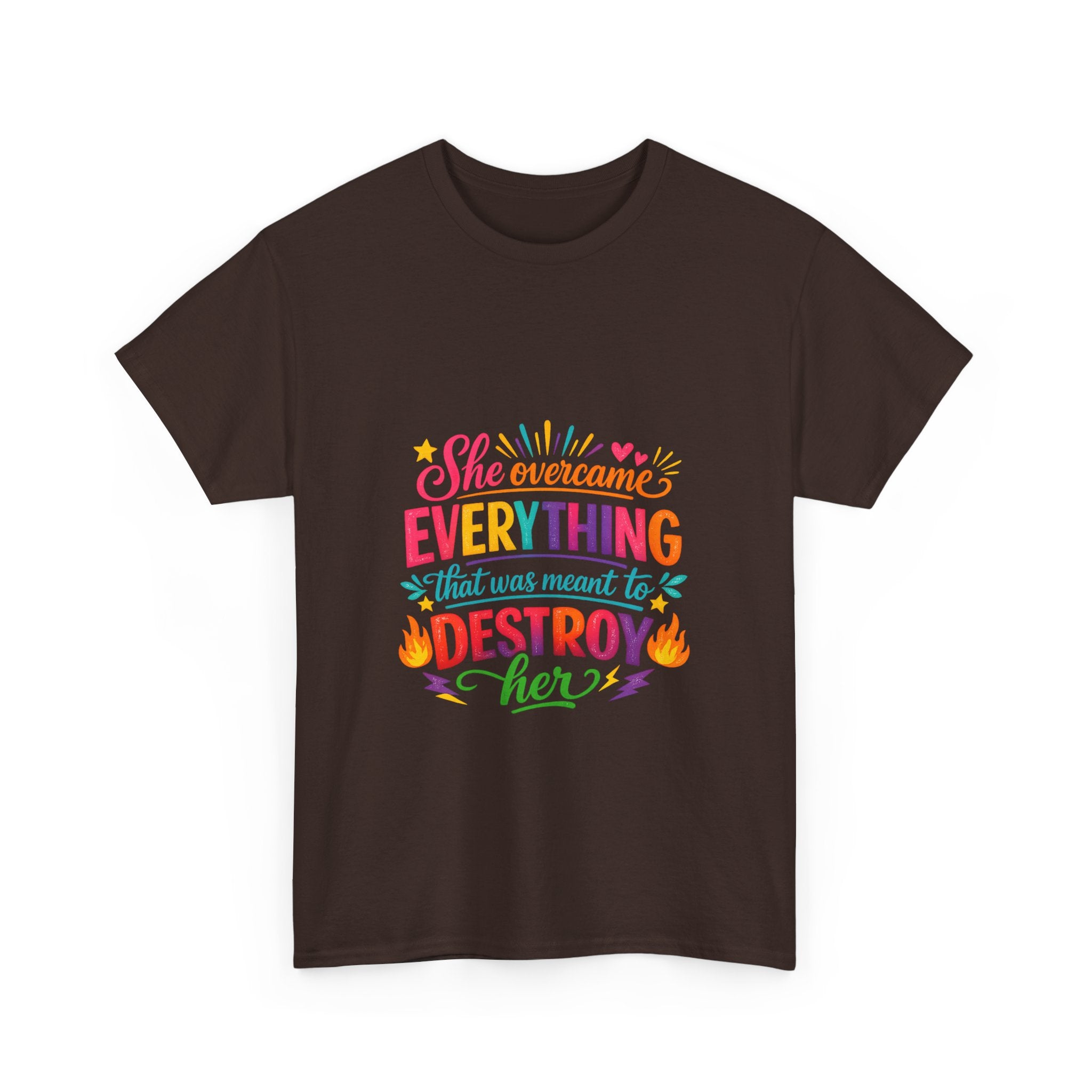 T-Shirt — "She Overcame Everything That Was Meant to Destroy Her" Inspirational Graphic Tee