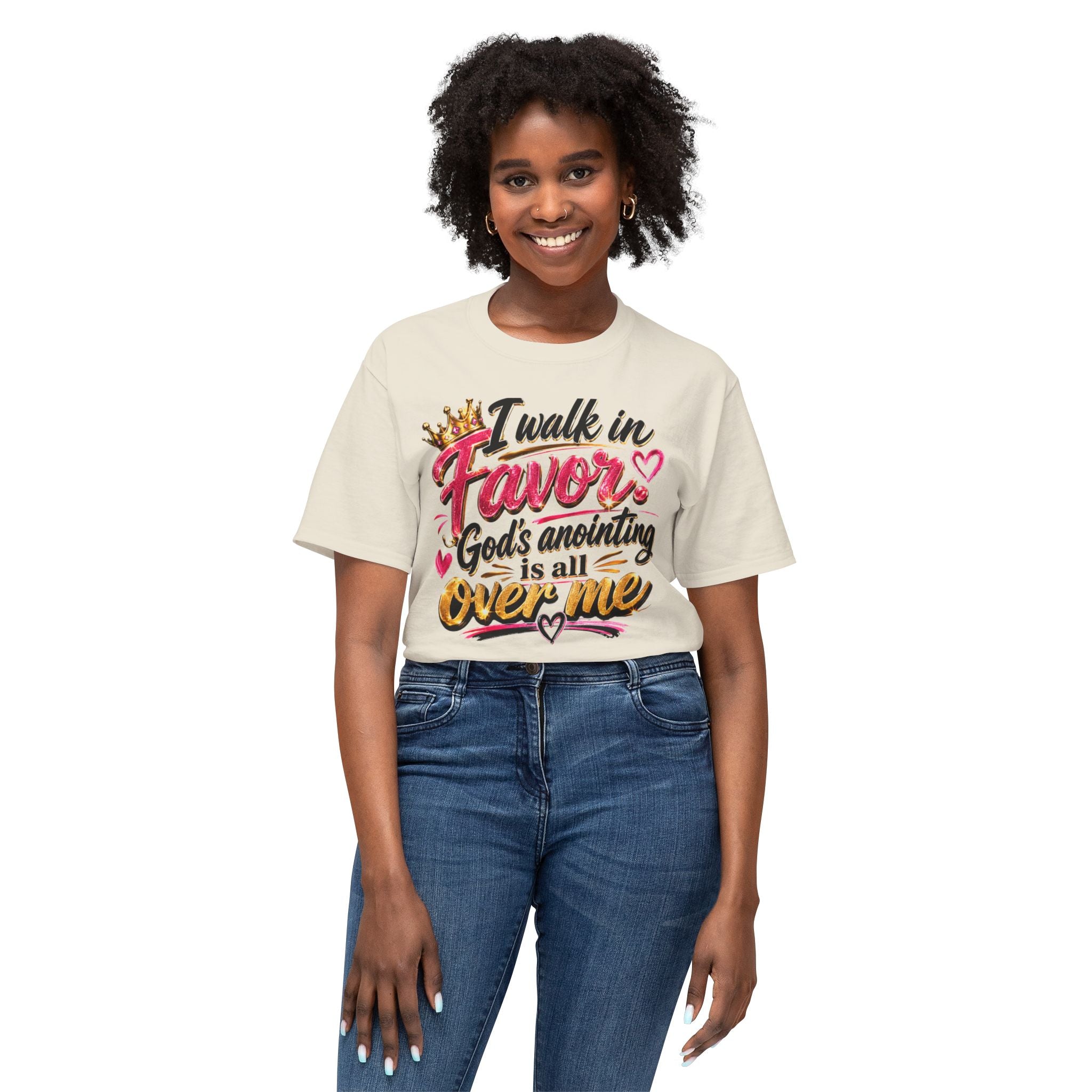 "I Walk in Favor" God's Anointing Is All Over Me Graphic Tee – Faith & Empowerment Shirt