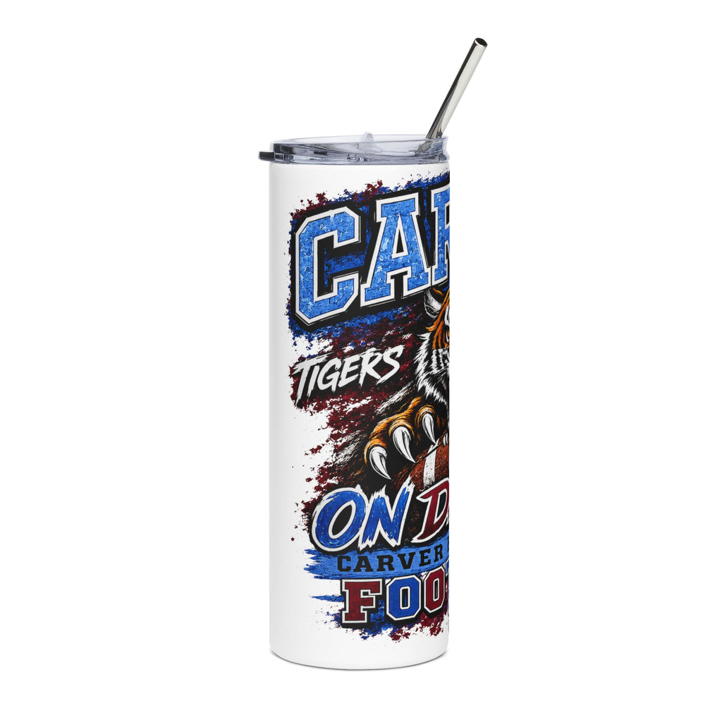 Carver High School Football Skinny Tumbler | Tigers Spirit Insulated Cup with Straw