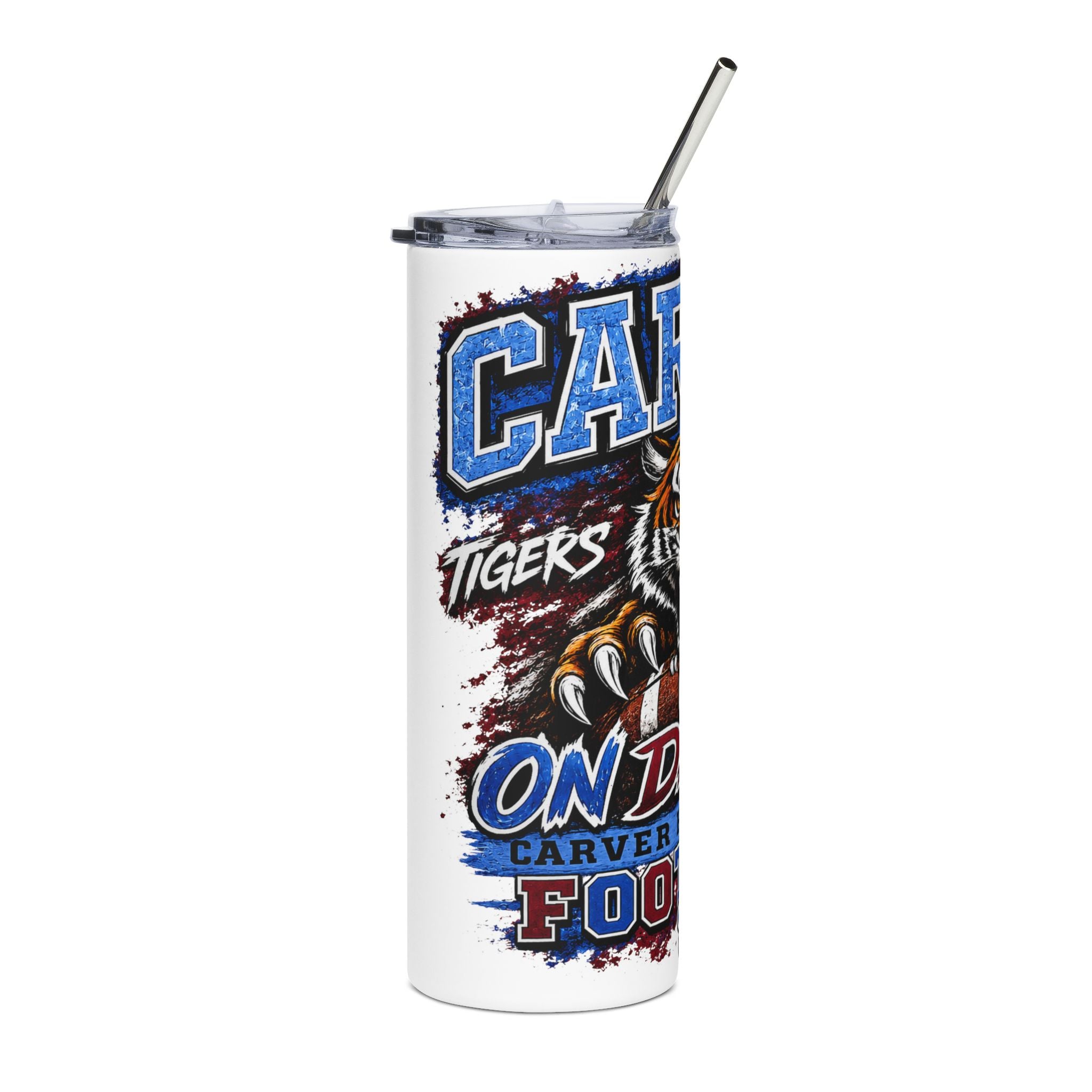 Carver High School Football Skinny Tumbler | Tigers Spirit Insulated Cup with Straw