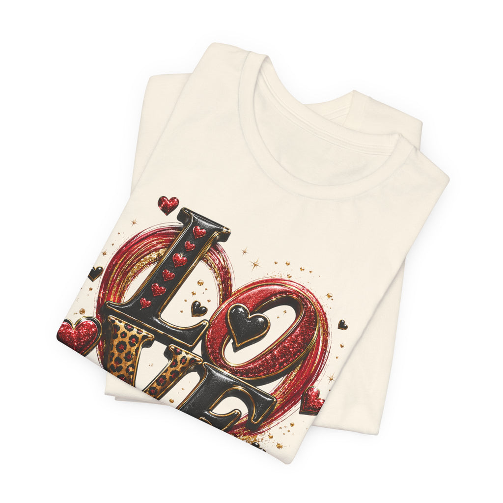 LOVE – Leopard Print & Glitter Valentine's Day T-Shirt