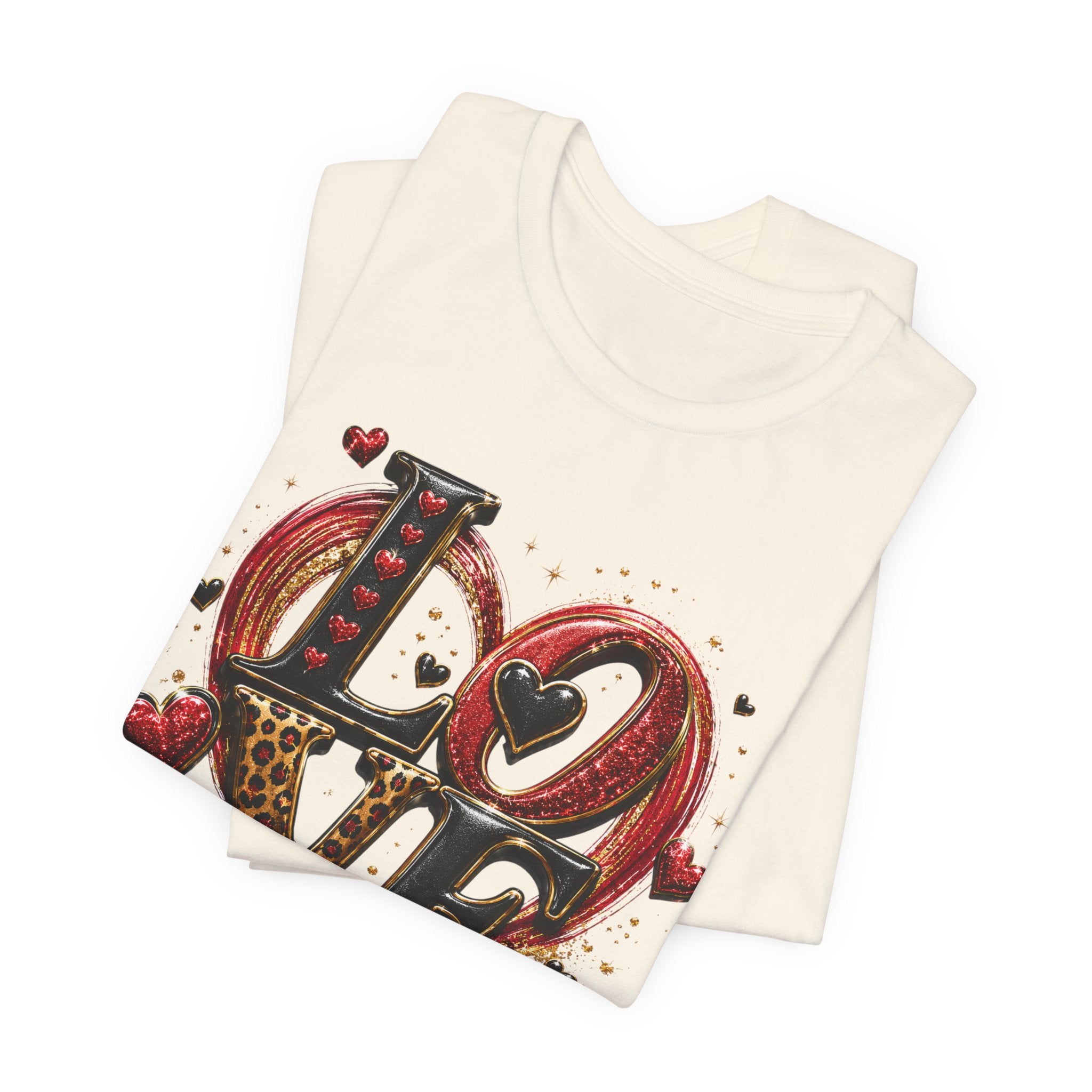 LOVE – Leopard Print & Glitter Valentine's Day T-Shirt