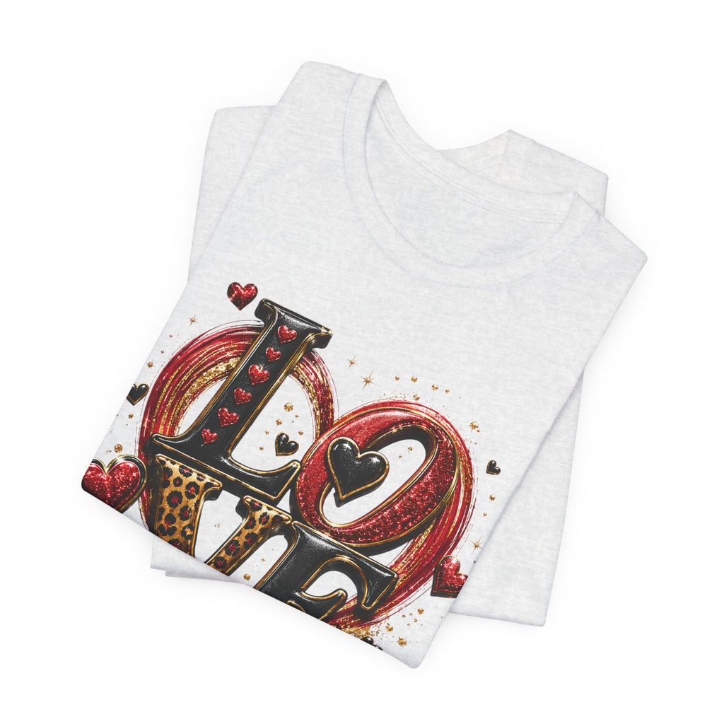 LOVE – Leopard Print & Glitter Valentine's Day T-Shirt