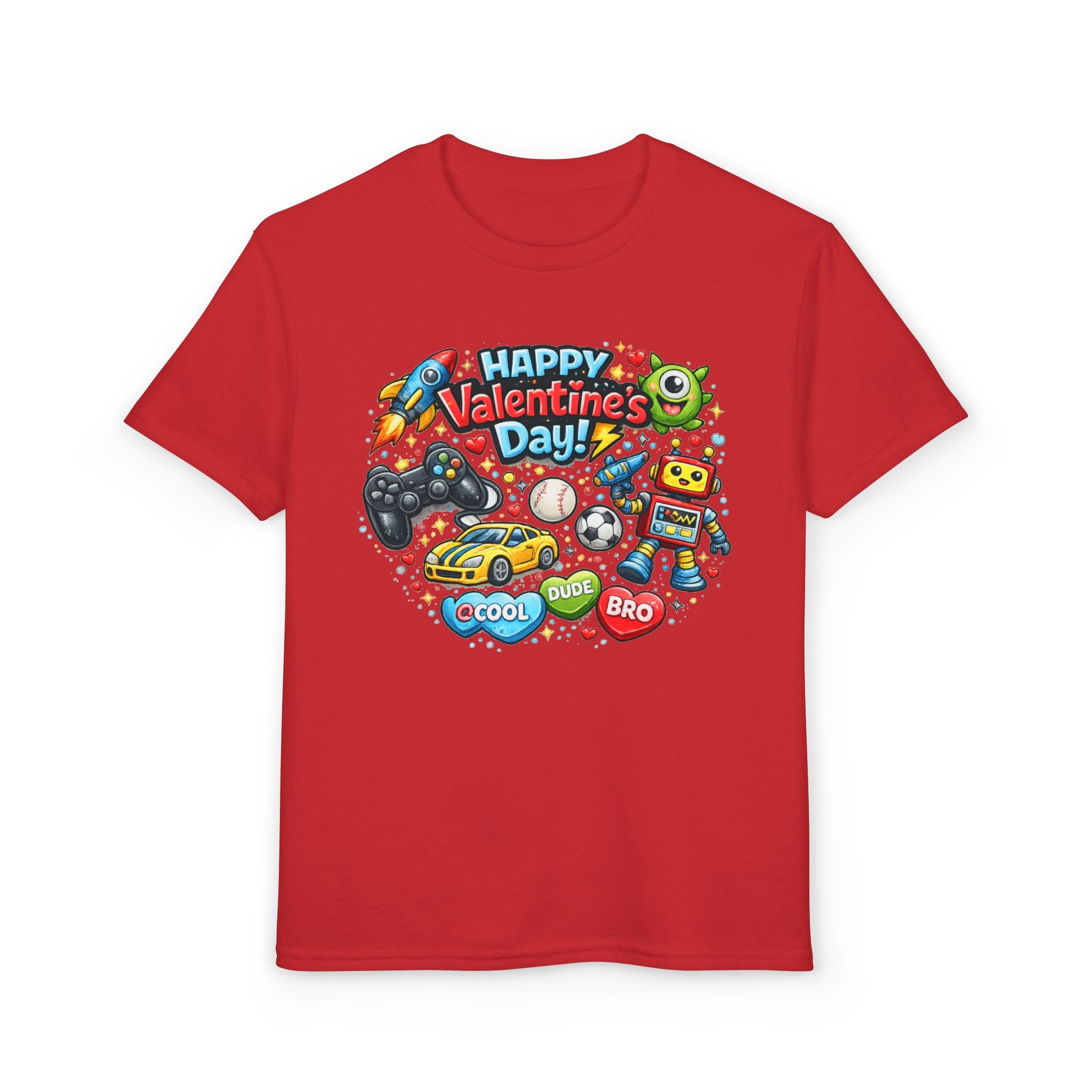 Happy Valentine's Day Cool Dude Bro Youth T-Shirt – Boys Gamer Robot Tee