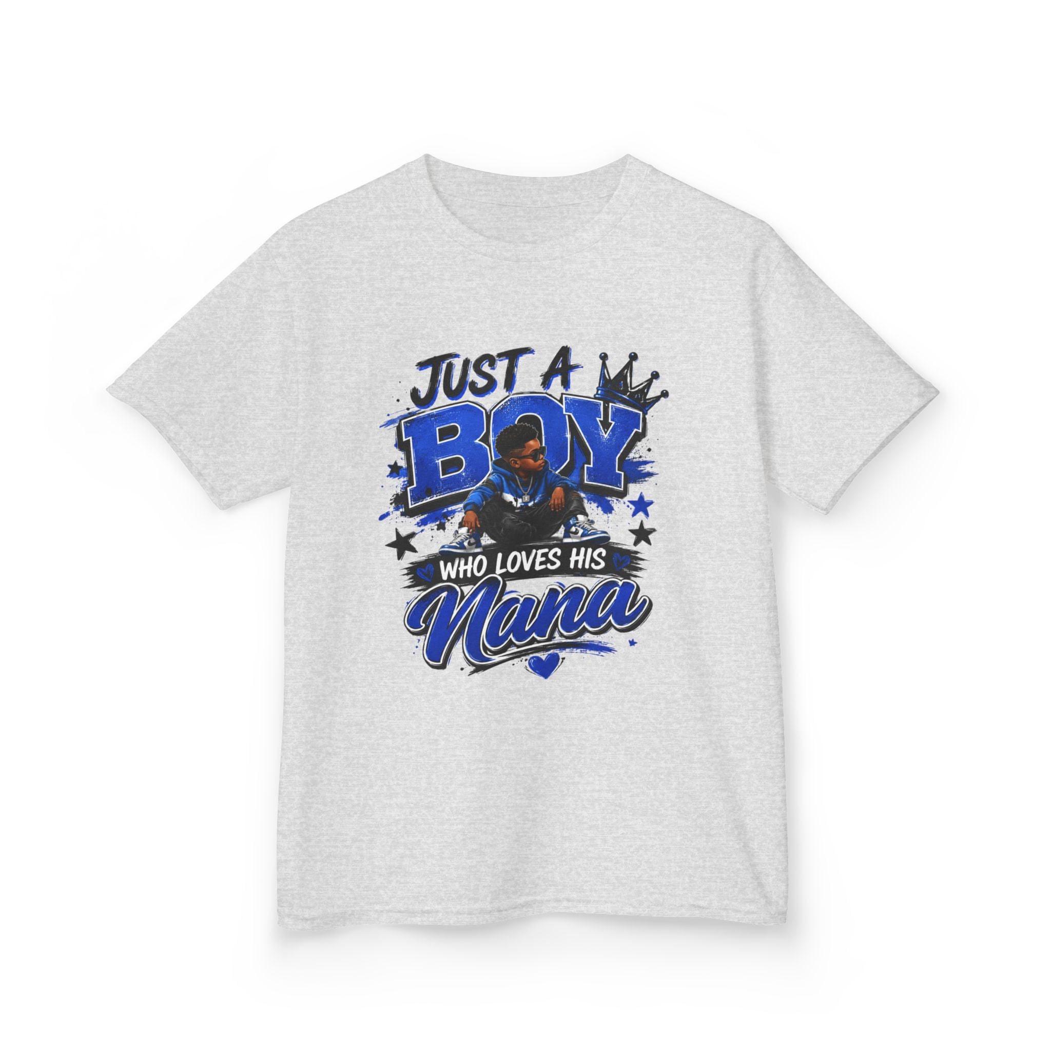 Just a Boy Who Loves His Nana T-Shirt | Hip Hop Kids Graphic Tee | Nana Gift Shirt for Boys