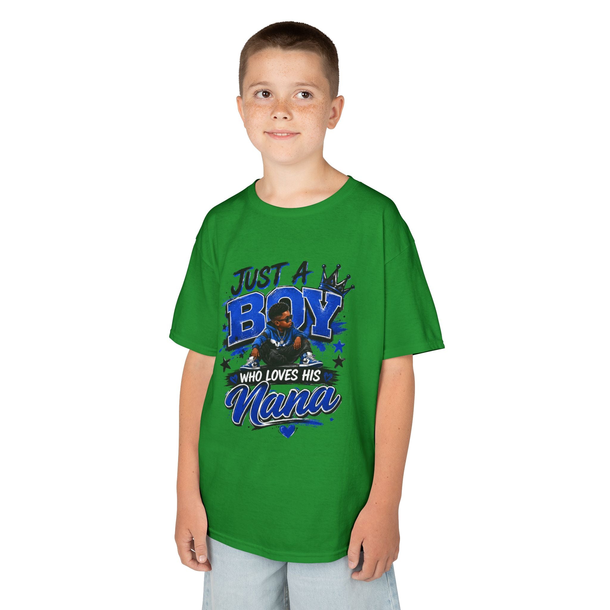 Just a Boy Who Loves His Nana T-Shirt | Hip Hop Kids Graphic Tee | Nana Gift Shirt for Boys