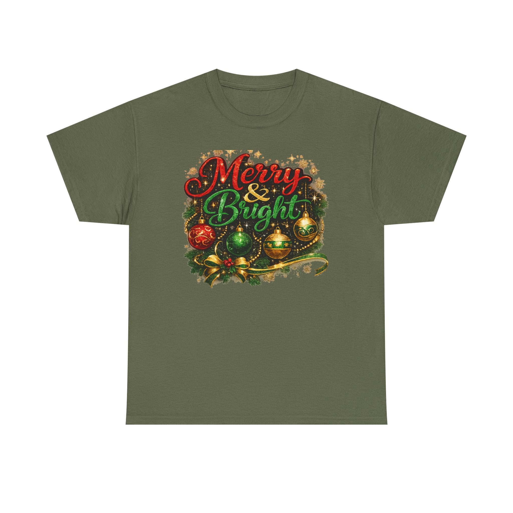 Merry and Bright Christmas Shirt – Glitter Holiday Tee | Classic Christmas Gift