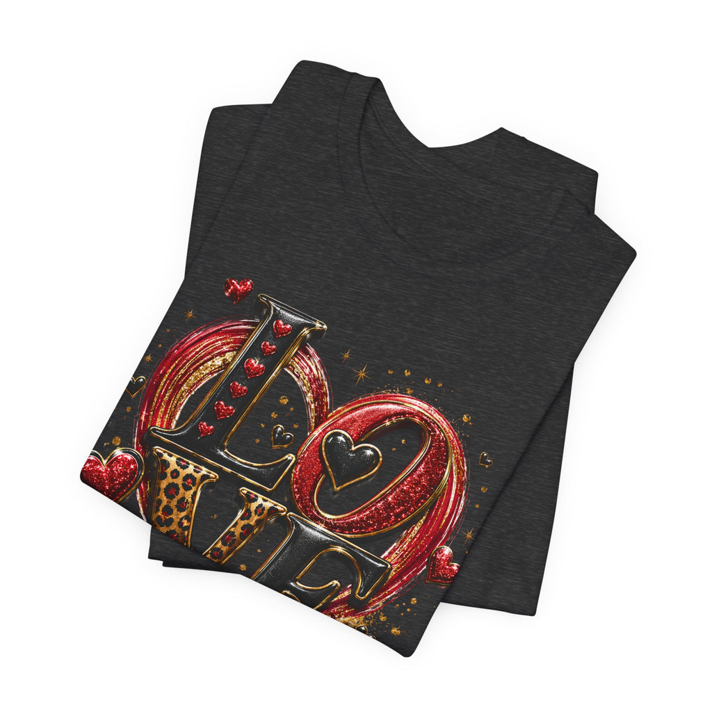LOVE – Leopard Print & Glitter Valentine's Day T-Shirt
