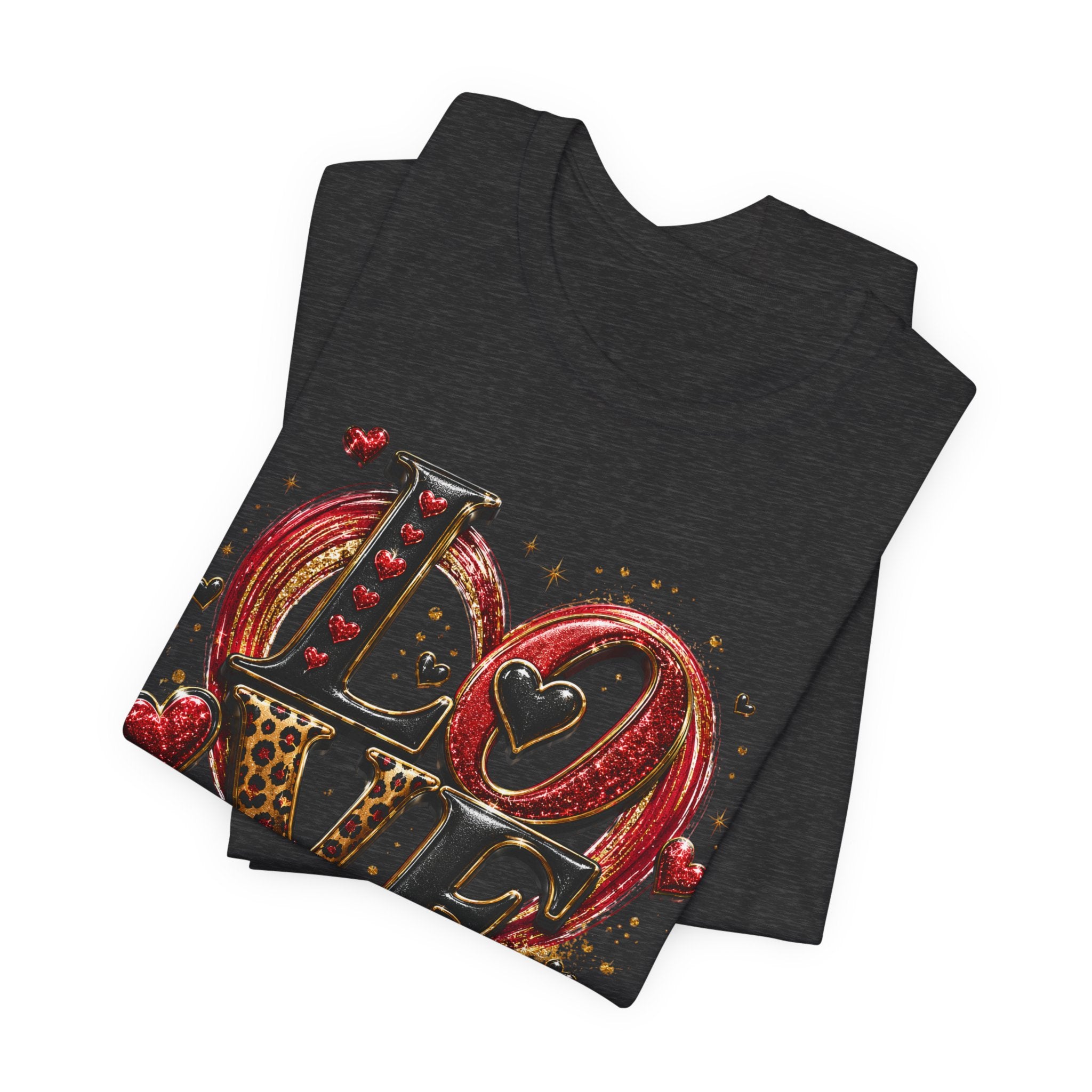 LOVE – Leopard Print & Glitter Valentine's Day T-Shirt