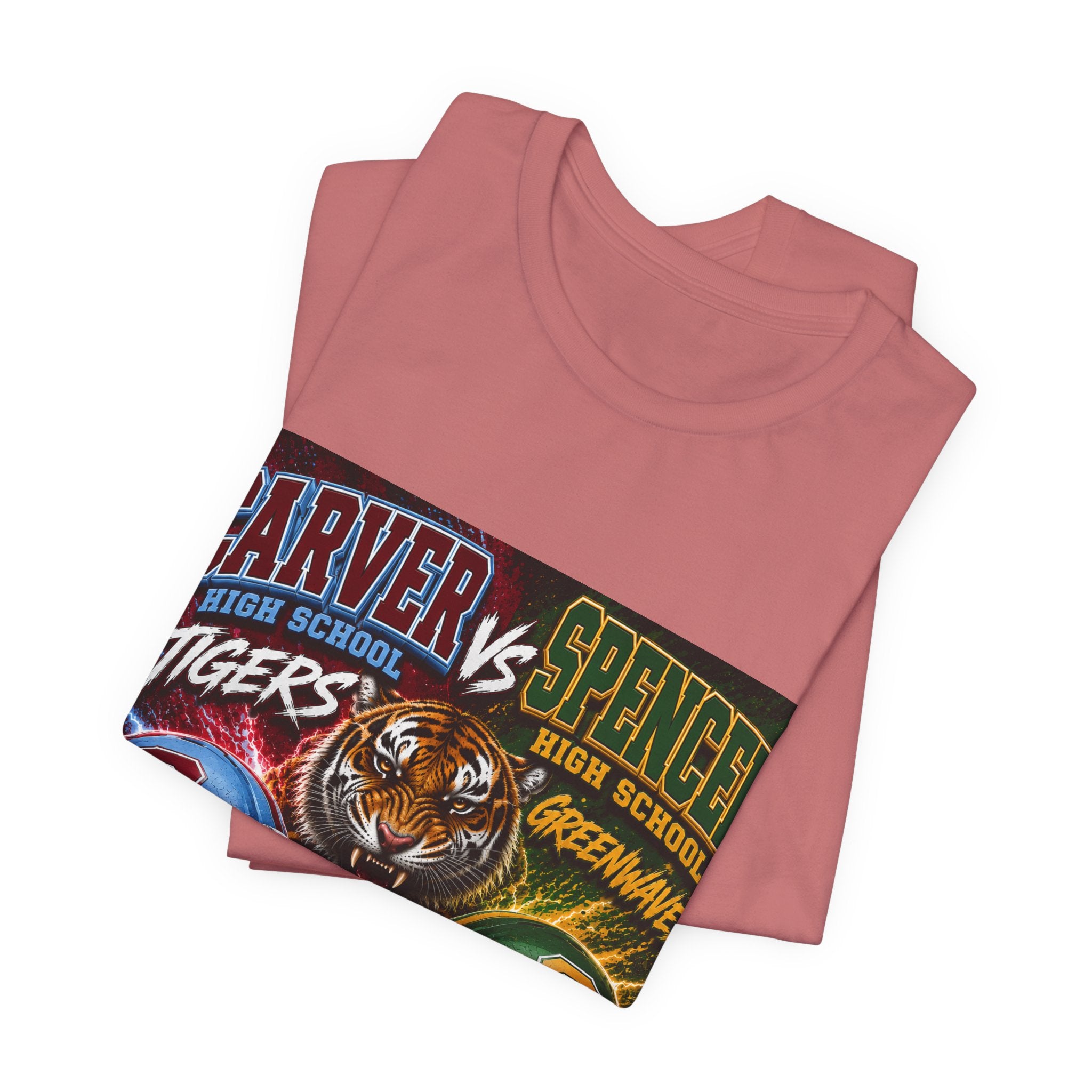 Carver vs Spencer High School Rivalry T-Shirt | Tigers vs Greenwaves Two Schools One Rivalry Tee