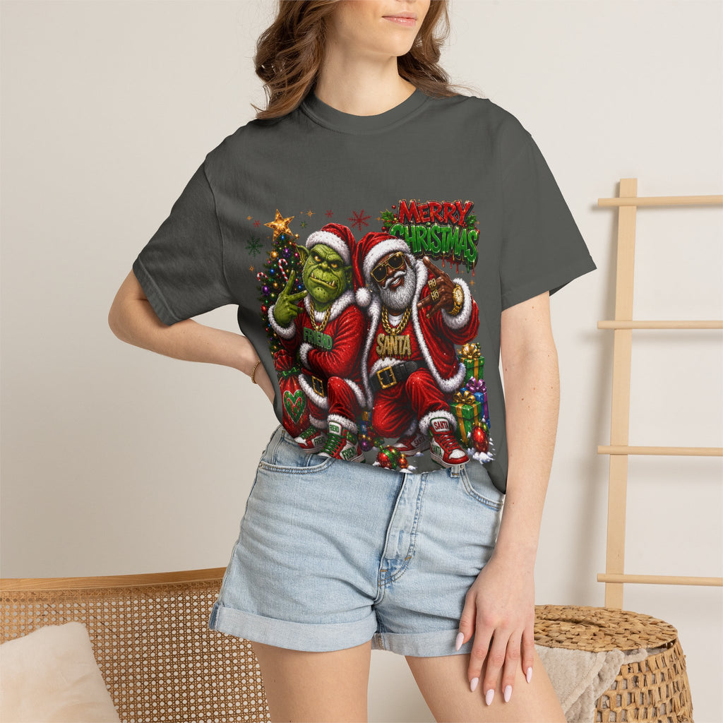 Santa and Friend Merry Christmas Shirt – Hip Hop Holiday Tee | Funny Christmas Gift