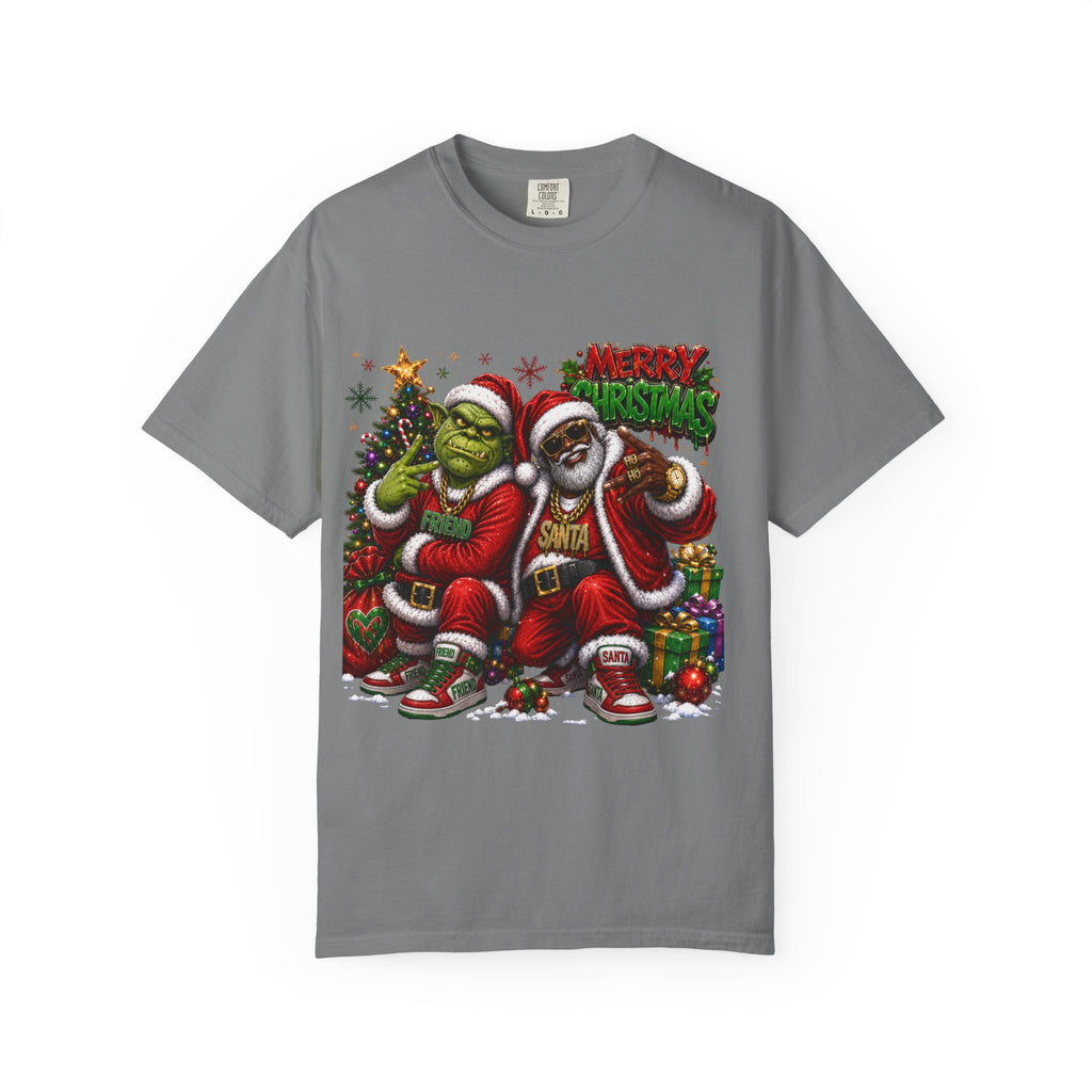 Santa and Friend Merry Christmas Shirt – Hip Hop Holiday Tee | Funny Christmas Gift