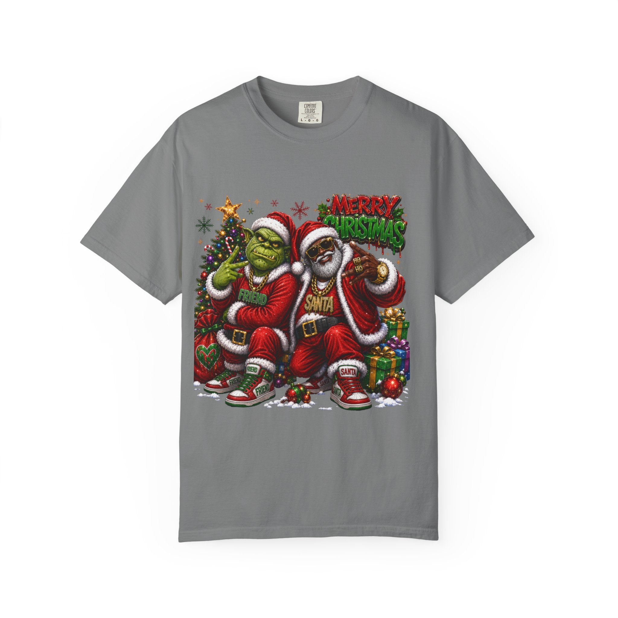 Santa and Friend Merry Christmas Shirt – Hip Hop Holiday Tee | Funny Christmas Gift