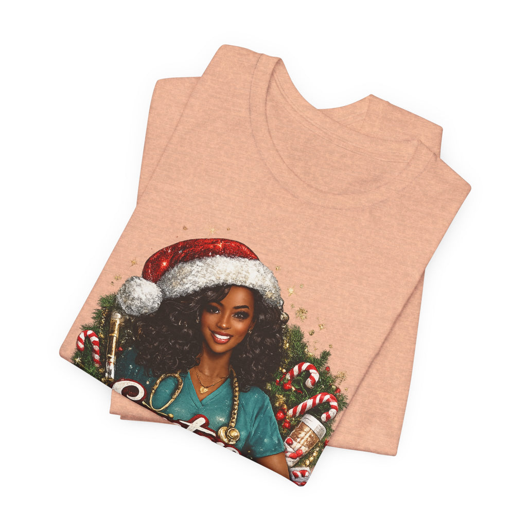 Santa's Favorite Nurse – Black Nurse Christmas T-Shirt